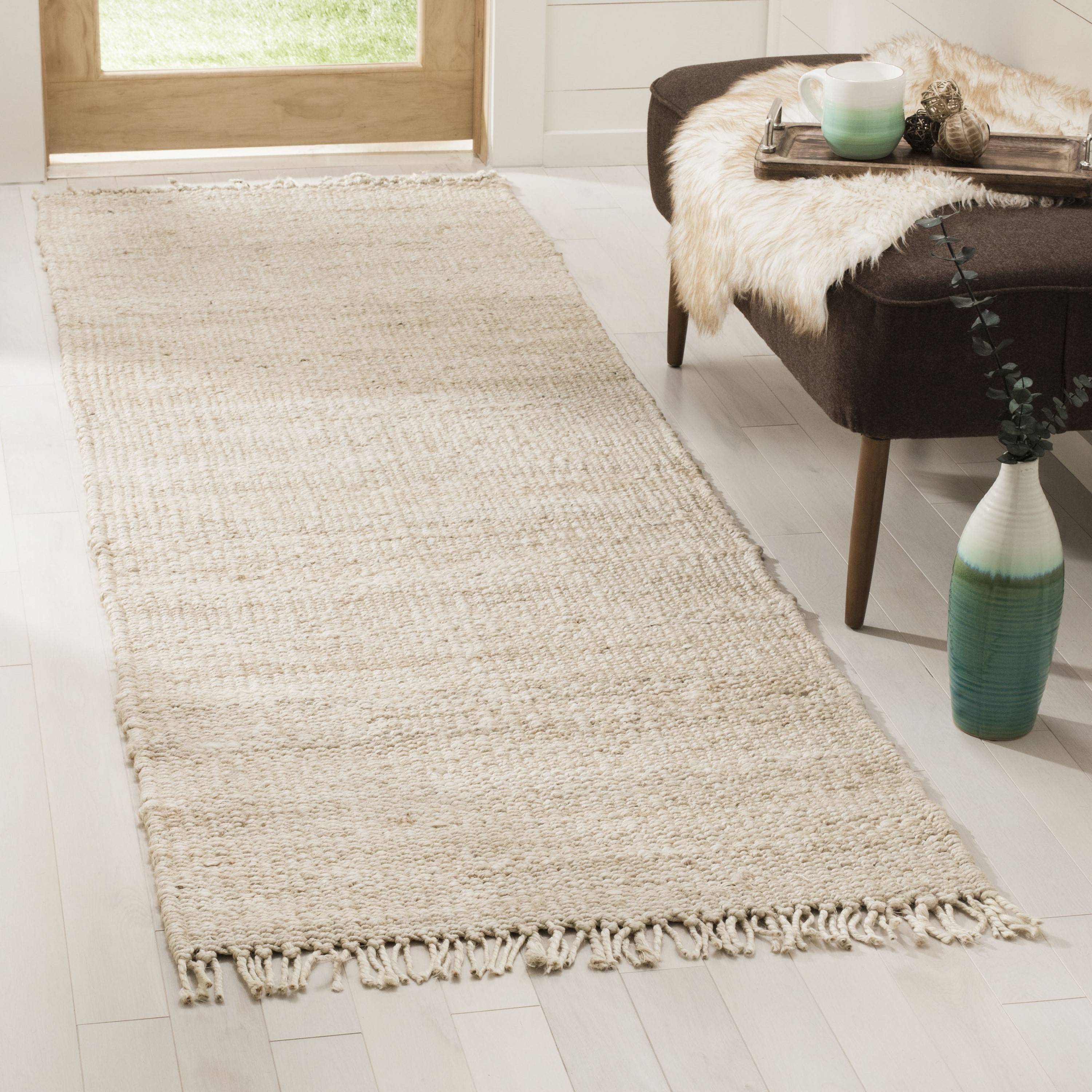 Safavieh NF368B-28 Natural Fiber Baird 3 x 8 (ft) Jute Ivory Rectangular Indoor Abstract Farmhouse/Cottage Runner rug