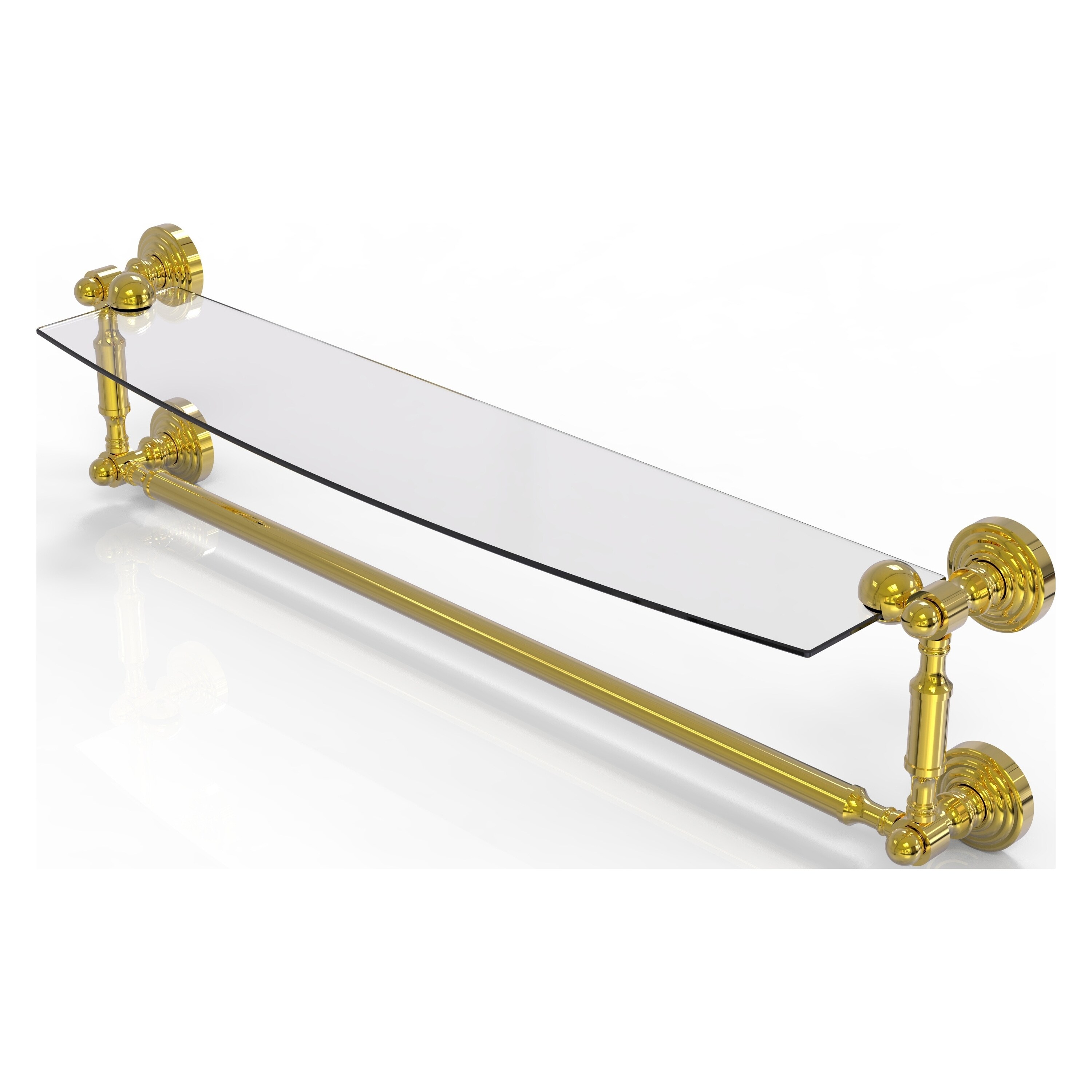 Allied Brass WP-33TB/24-PB Waverly Place Polished 1-Tier Brass Wall Mount Bathroom Shelf (24-in x 5-in)