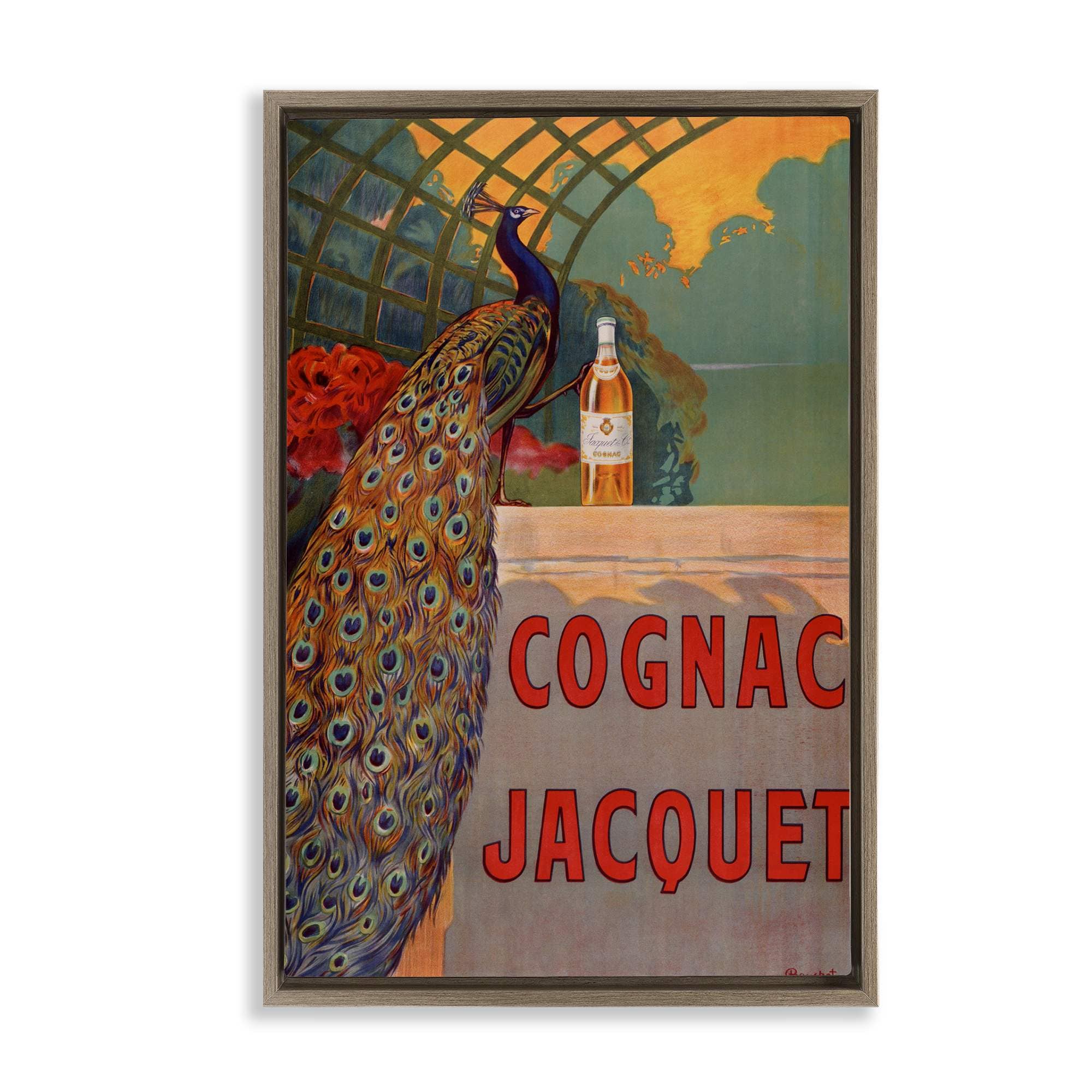 Stupell Industries BT-385-FFE-16X24 Vintage Cognac and Peacock Brown Framed Floater Canvas Wall Art By Marcus Jules 17 x 25