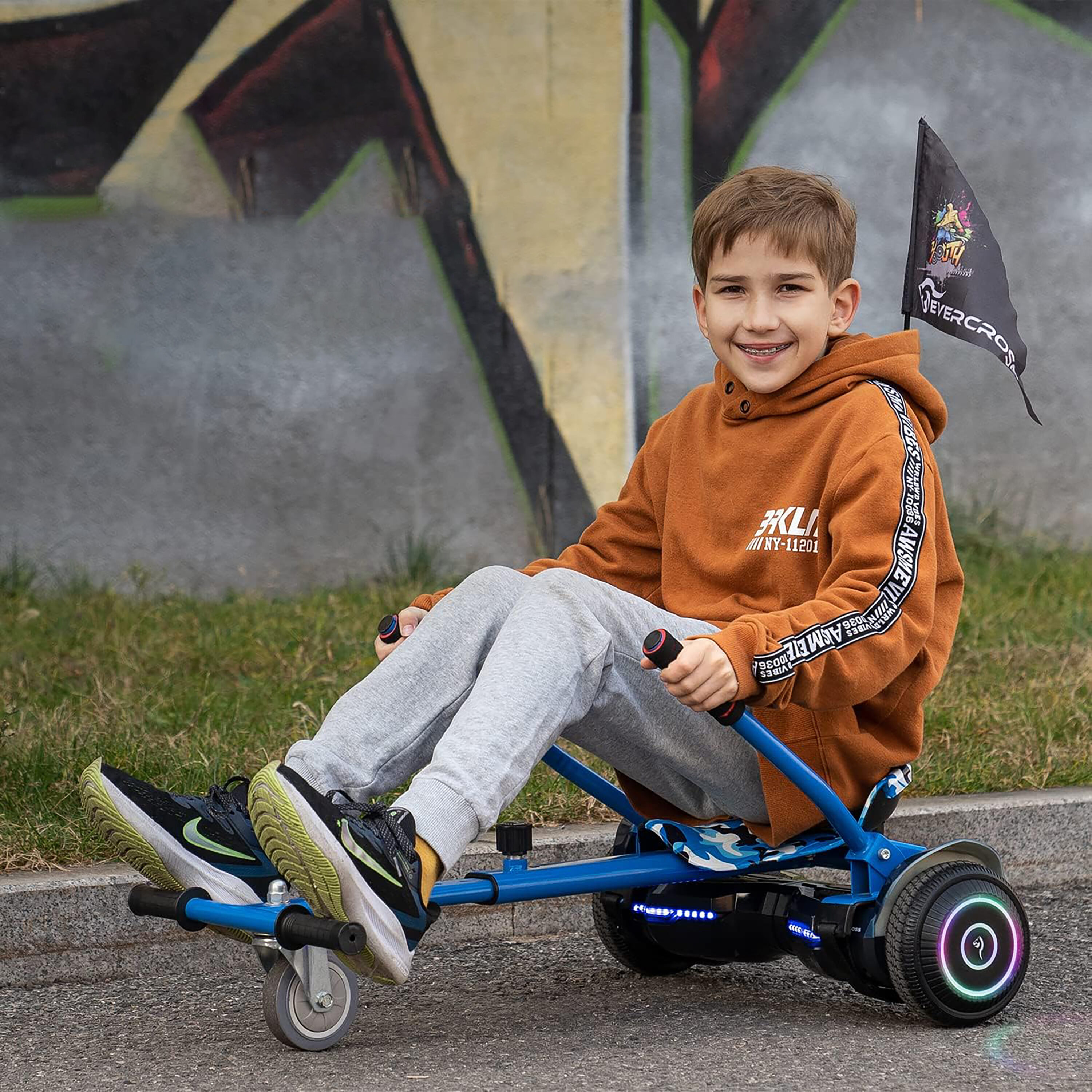 Evercross Balance Scooter Kart, 6,5“ Hoverboard mit sitz Hoverkart LED