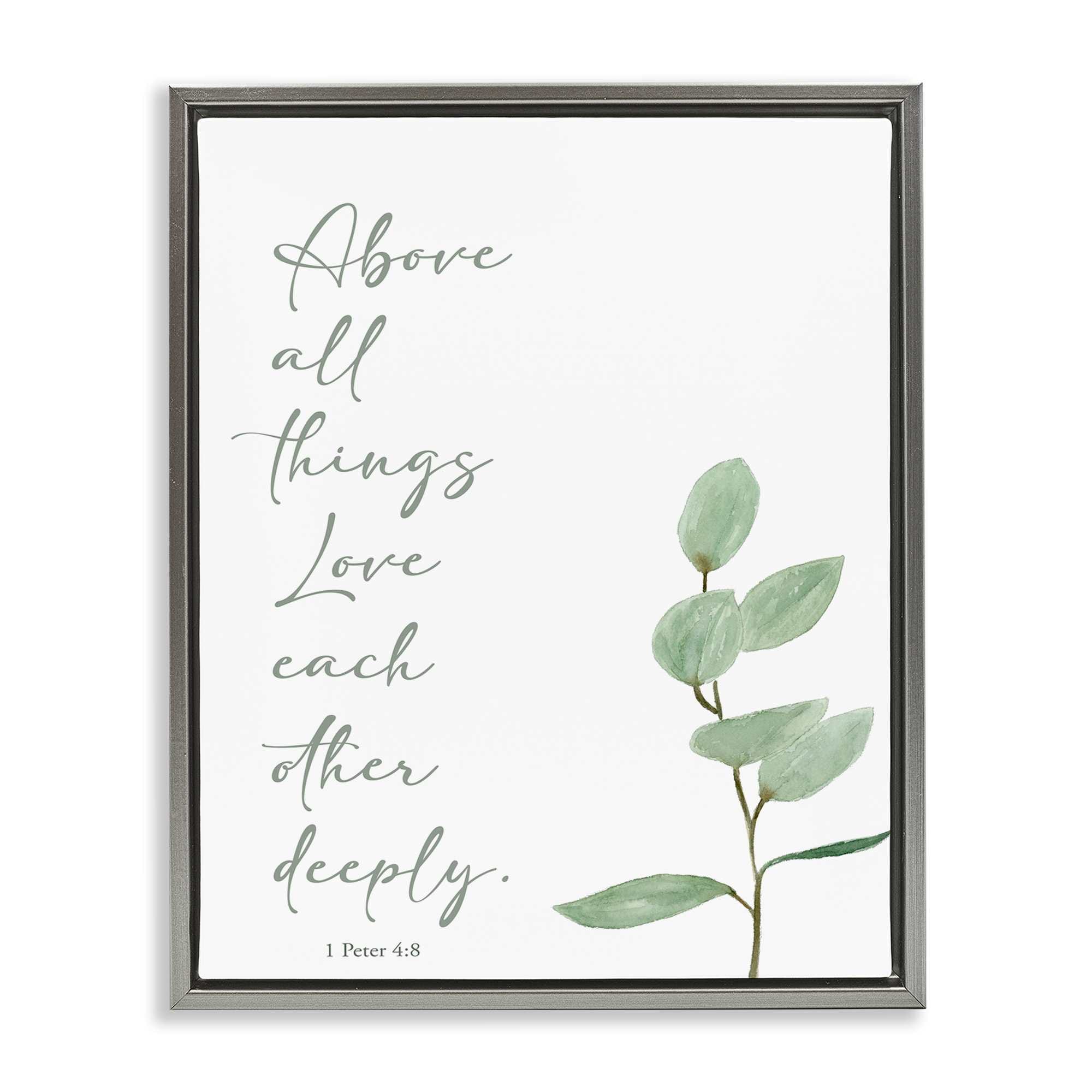 Stupell Industries BS-824-FFL-16X20 Love Each Other Deeply Gray Framed Floater Canvas Wall Art By Lucille Price 17 x 21