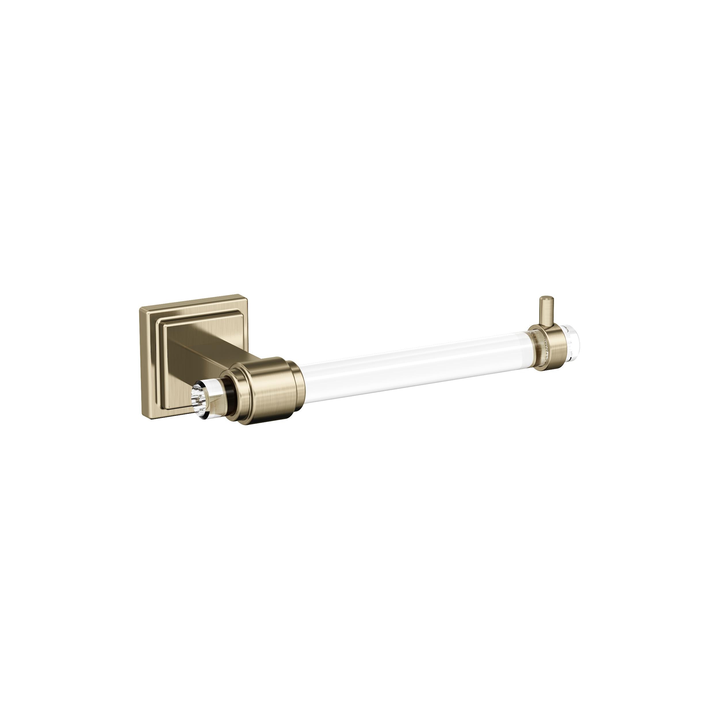 Amerock BH36061CBBZ Glacio Clear/Golden Champagne Wall mount Single post Toilet Paper Holder 1 -Rolls with Storage