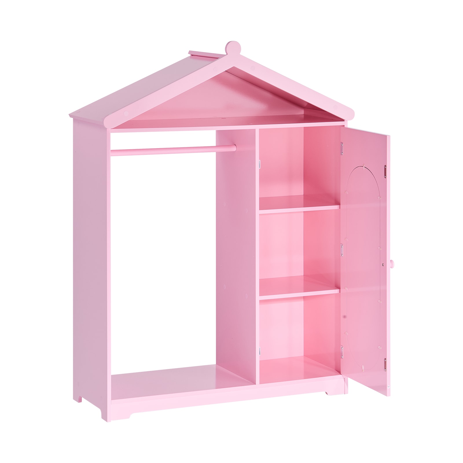 VEVOR Kids Dress Up Storage with Mirror Dress Up Closet Kids Armoire Wardrobe Closet for Little Girls Toddler Costume Organizer Pretend Princess Storage Dresser for Bedroom Girls Room Pink