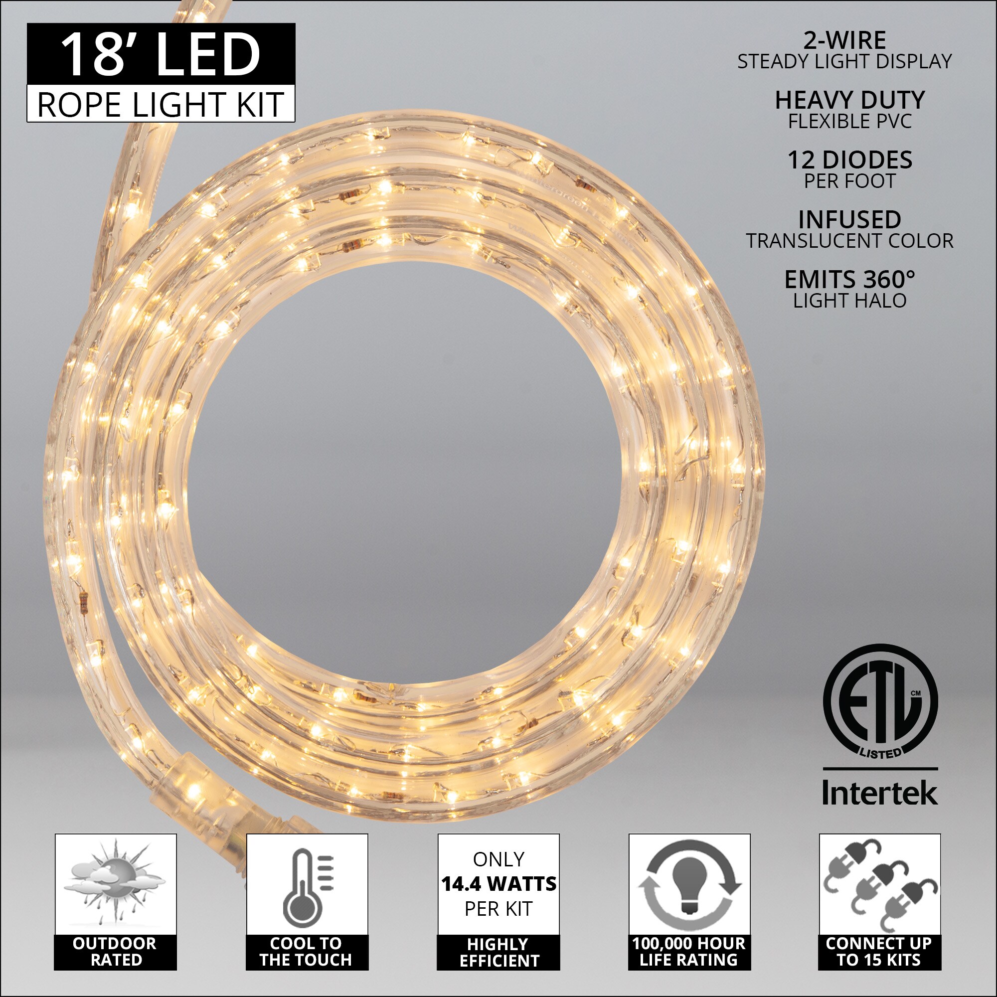 Wintergreen Lighting 73646 Christmas-Rope-Lights - View #2