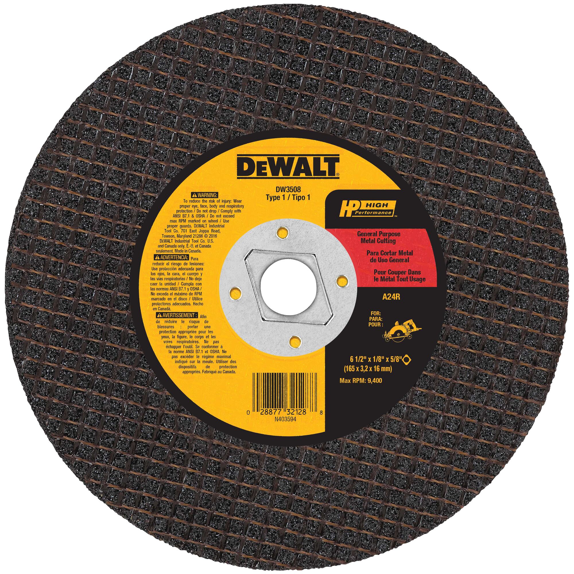 DEWALT DW3508 6-1/2-in High-performance aluminum oxide Circular saw blade Individual