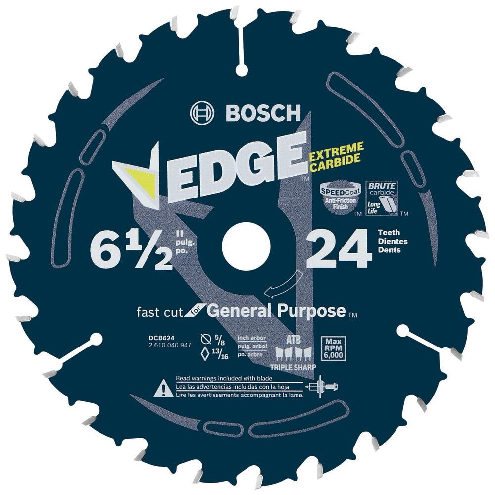 Bosch DCB624 6-1/2-in 24 -Tooth Carbide-tipped LCS Miter/Table saw blade Individual