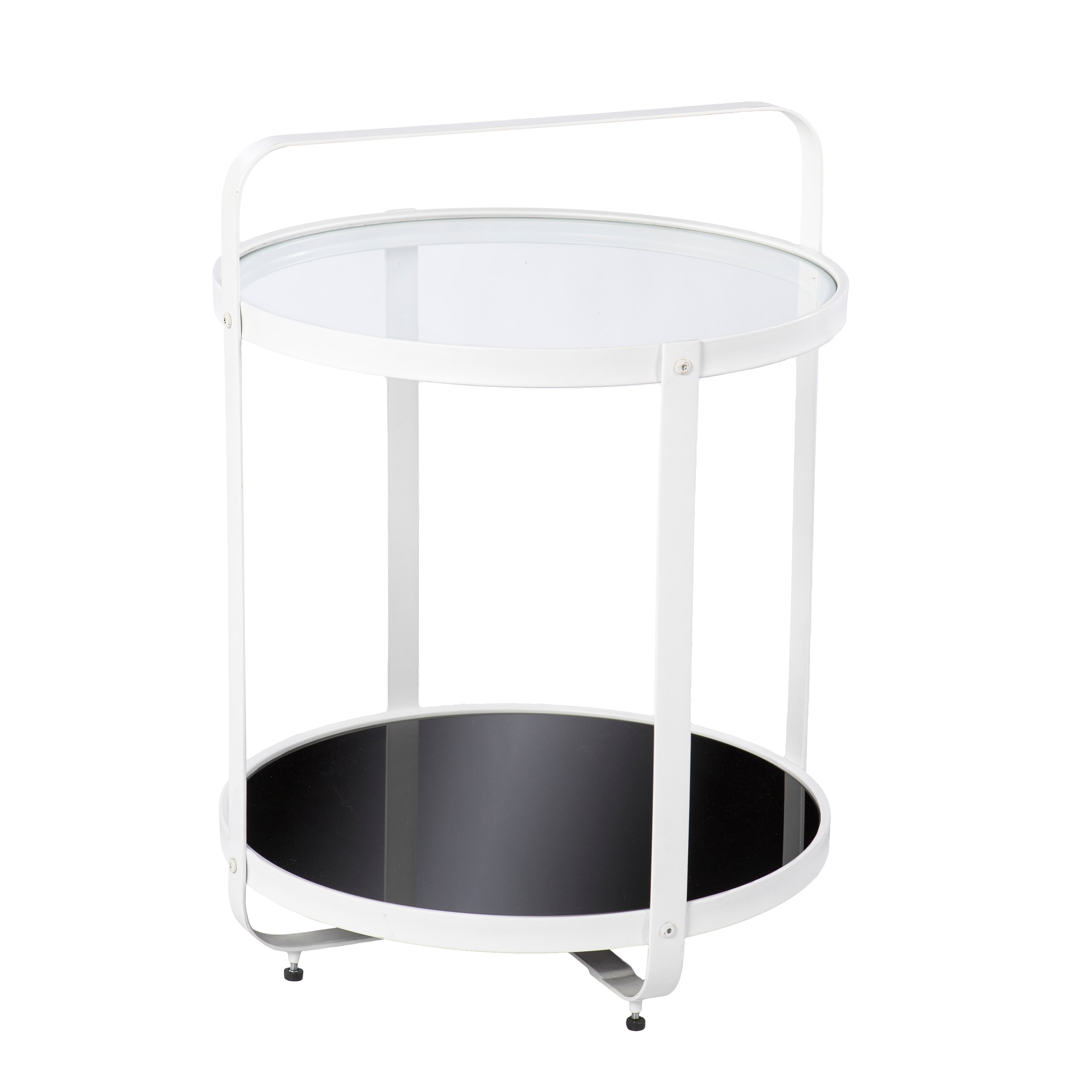 Boston Loft Furnishings ATG2041311CK Lenix 20-in W x 27-in H Black and White Glass Round Modern End Table with Storage Assembly Required