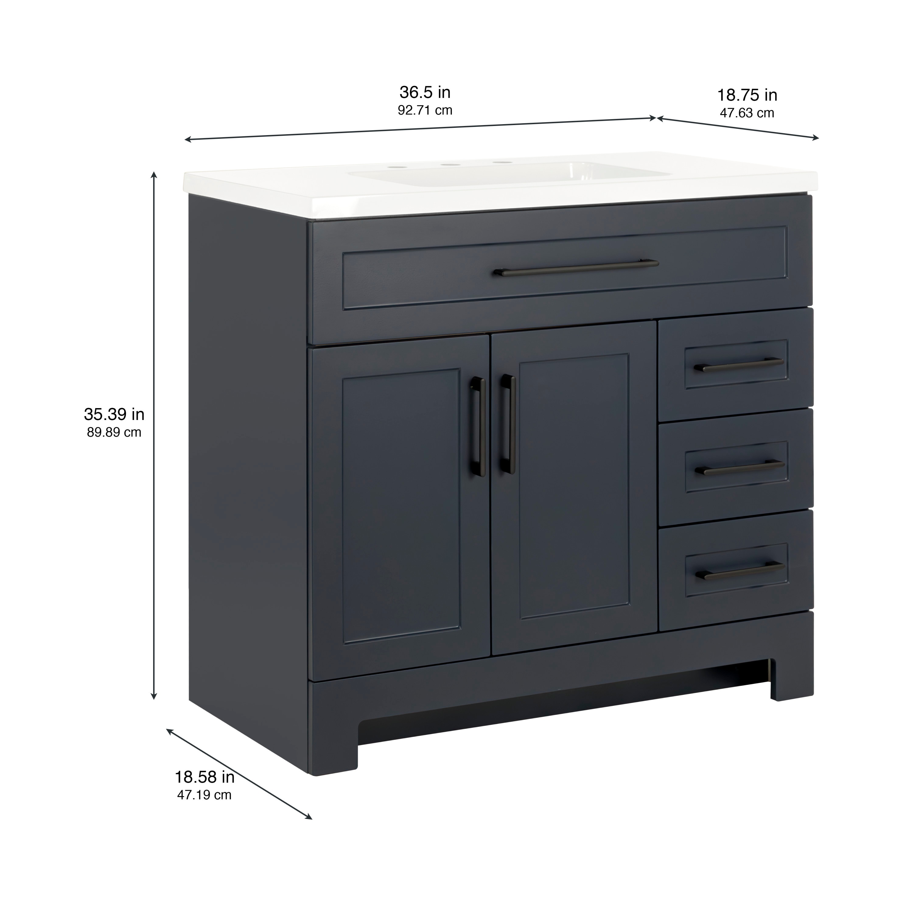 Style Selections Cauley 36-in Deep Blue Single Sink Bathroom Vanity ...