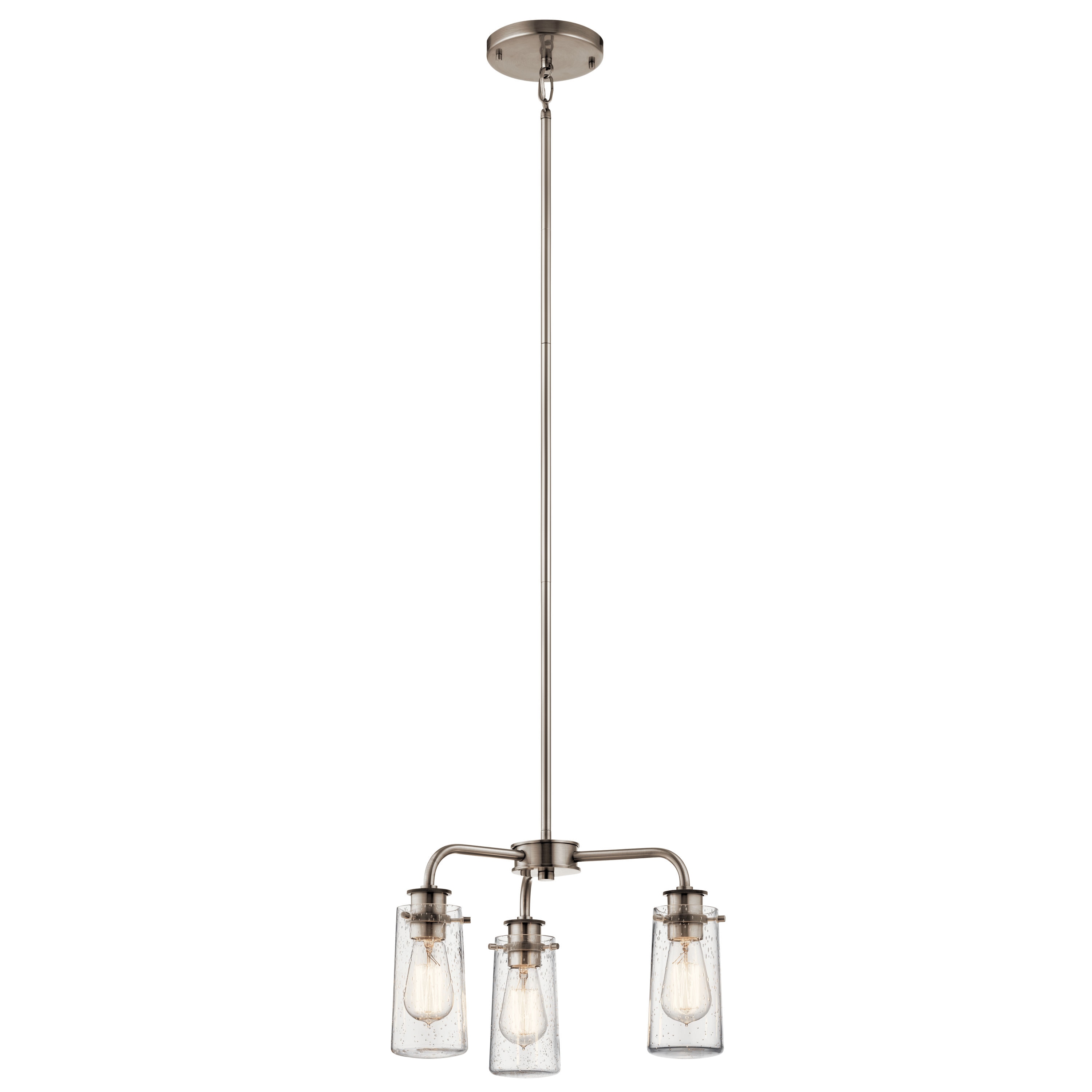 Kichler 43057CLP Braelyn 3 -Light Pewter Farmhouse For Use in Bedrooms, Dining Rooms, Foyers, Kitchens, Living Rooms Chandelier