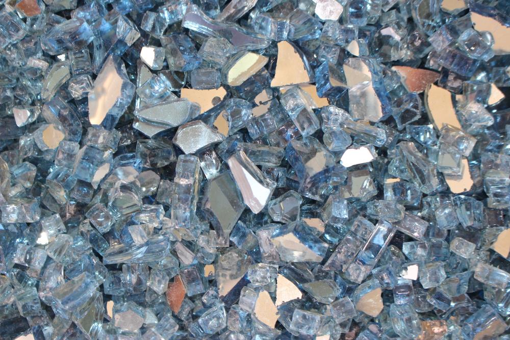Exotic Glass EG25-R04 25 lbs. Up to 1/4-in Sky Blue Reflective Tempered Fire Glass for Gas Fire Pit