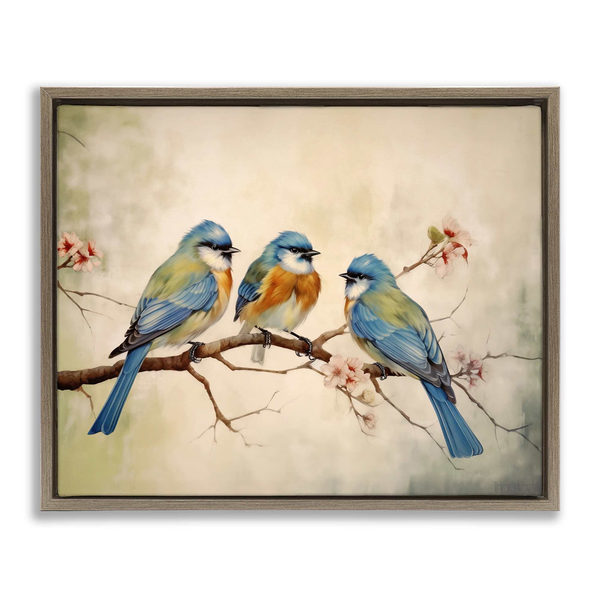 Stupell Industries BT-759-FFE-24X30 Bird Trio on Branch Floating Frame design by Arlington Prints