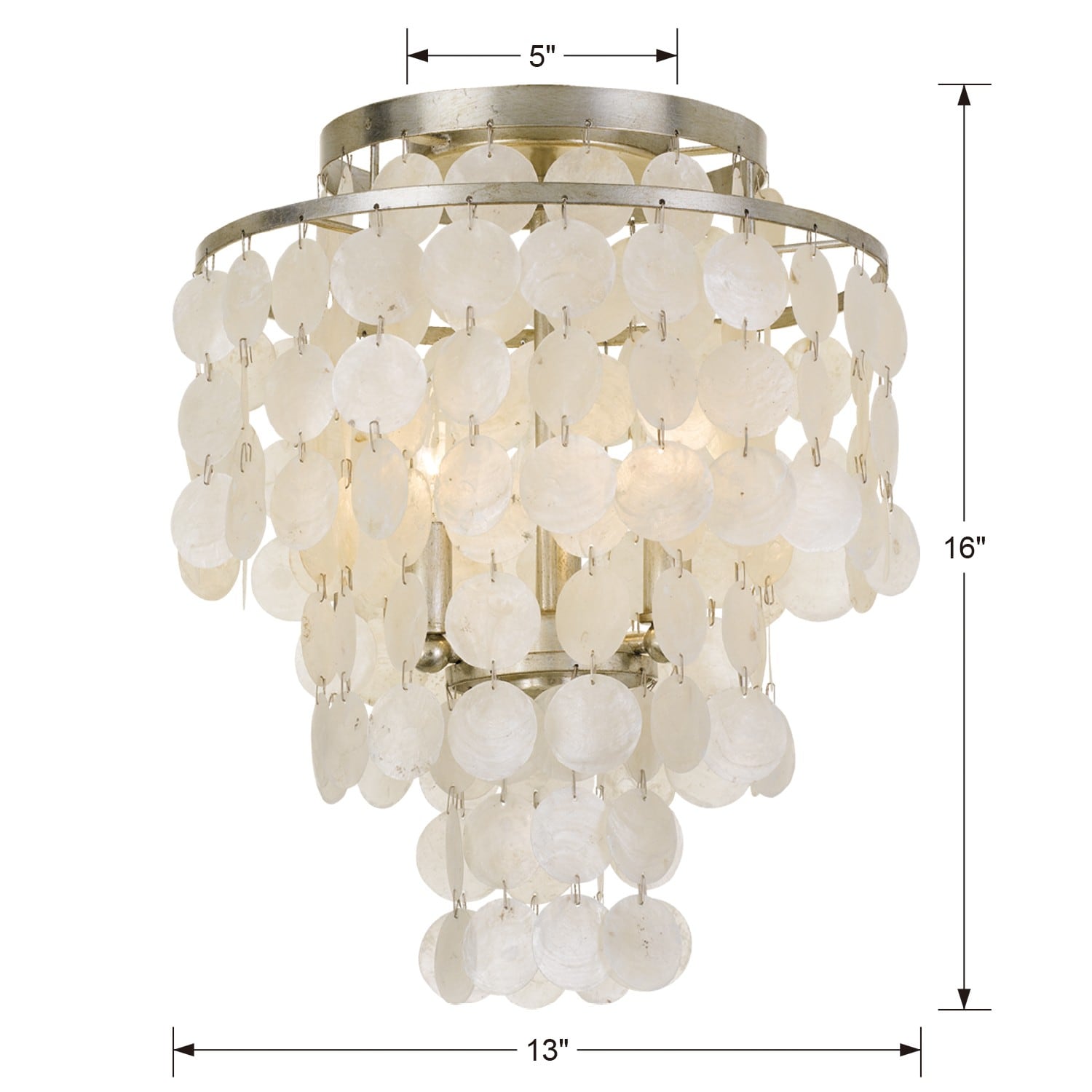 Brielle 3-Light Antique Silver Capiz Shell Ceiling Mount