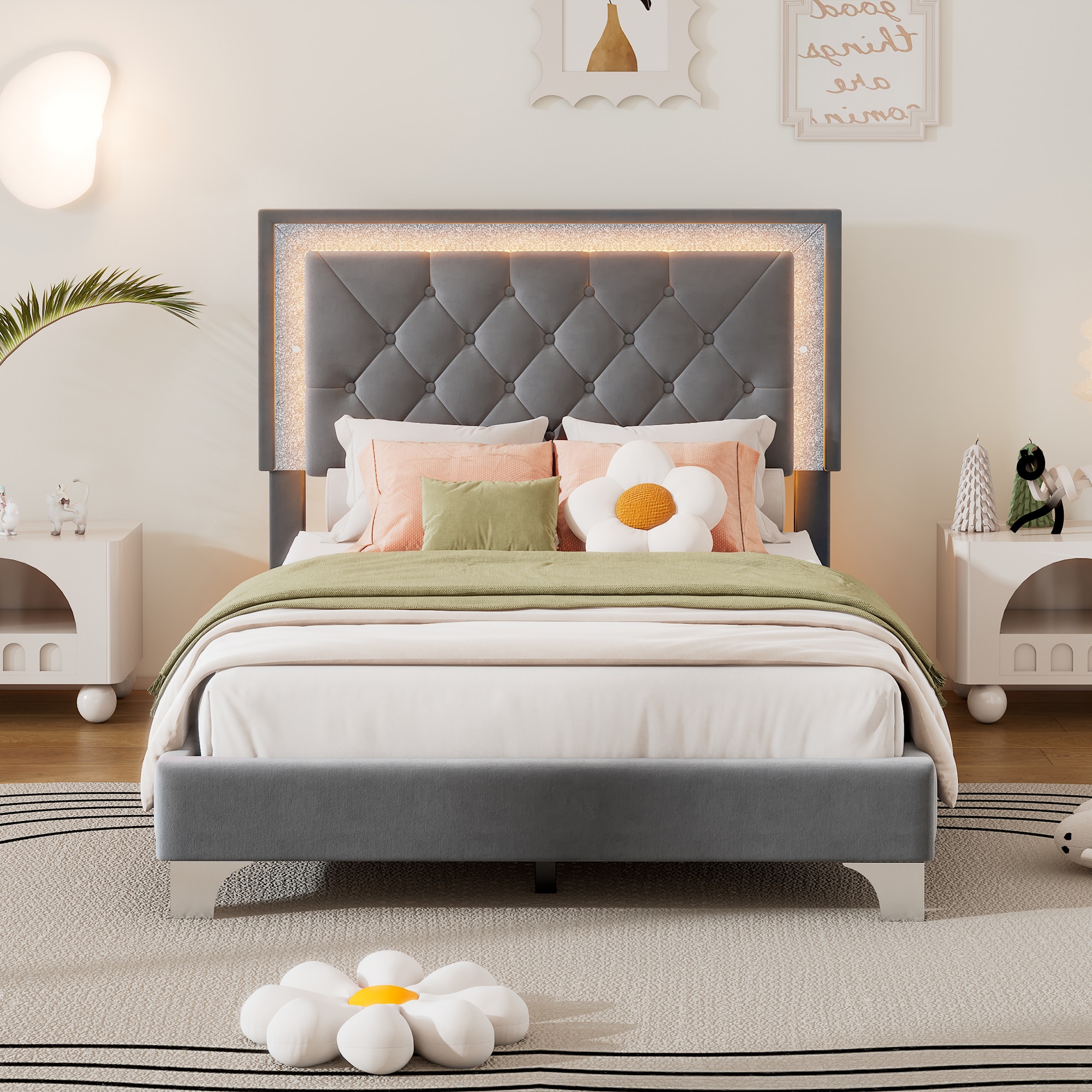 ModernLuxe L-N733P184929E gray Twin Composite Trundle Bed
