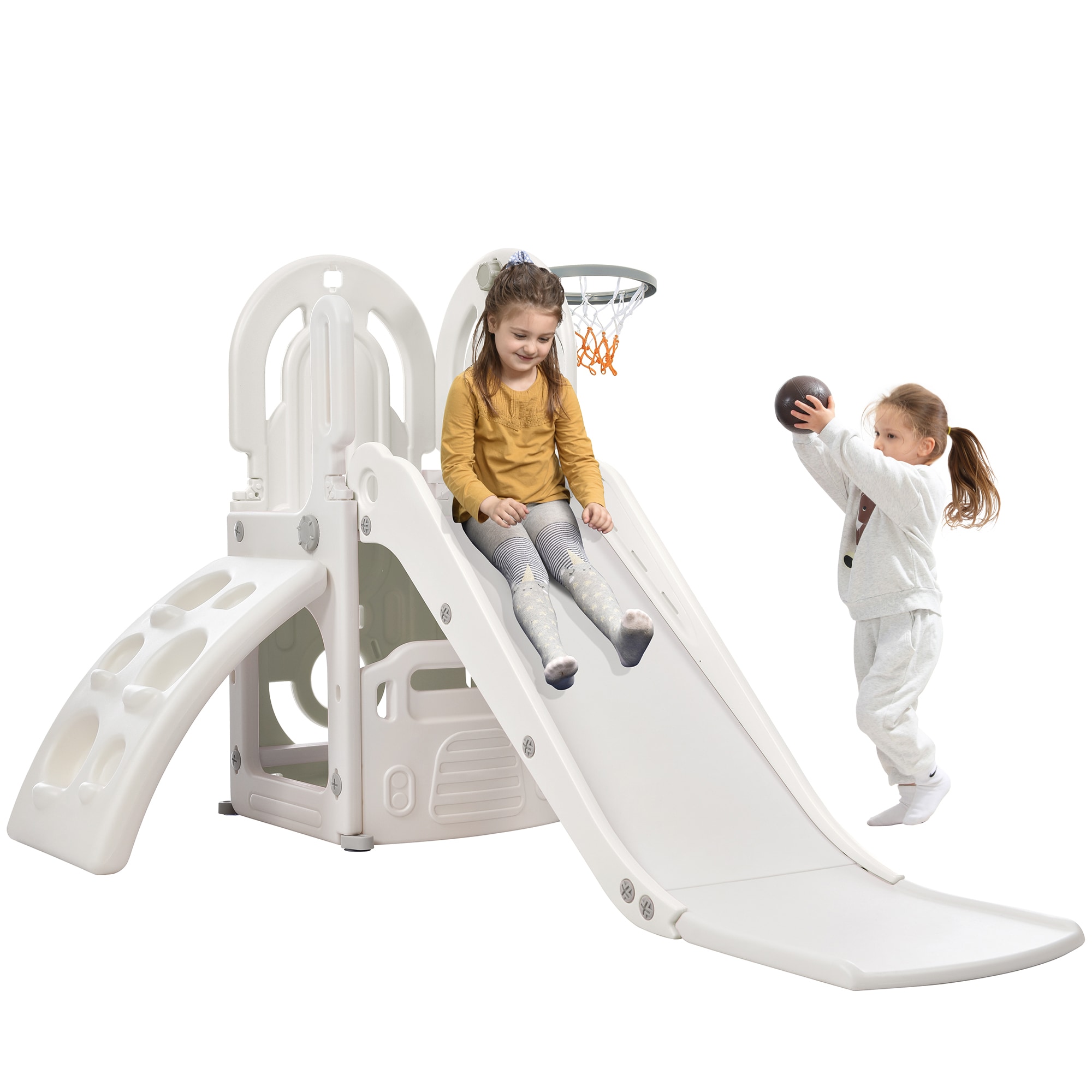 Maocao Hoom FZ58AAH 4 In 1 Toddler Climbing Frame and Slide Set with Basketball Hoop
