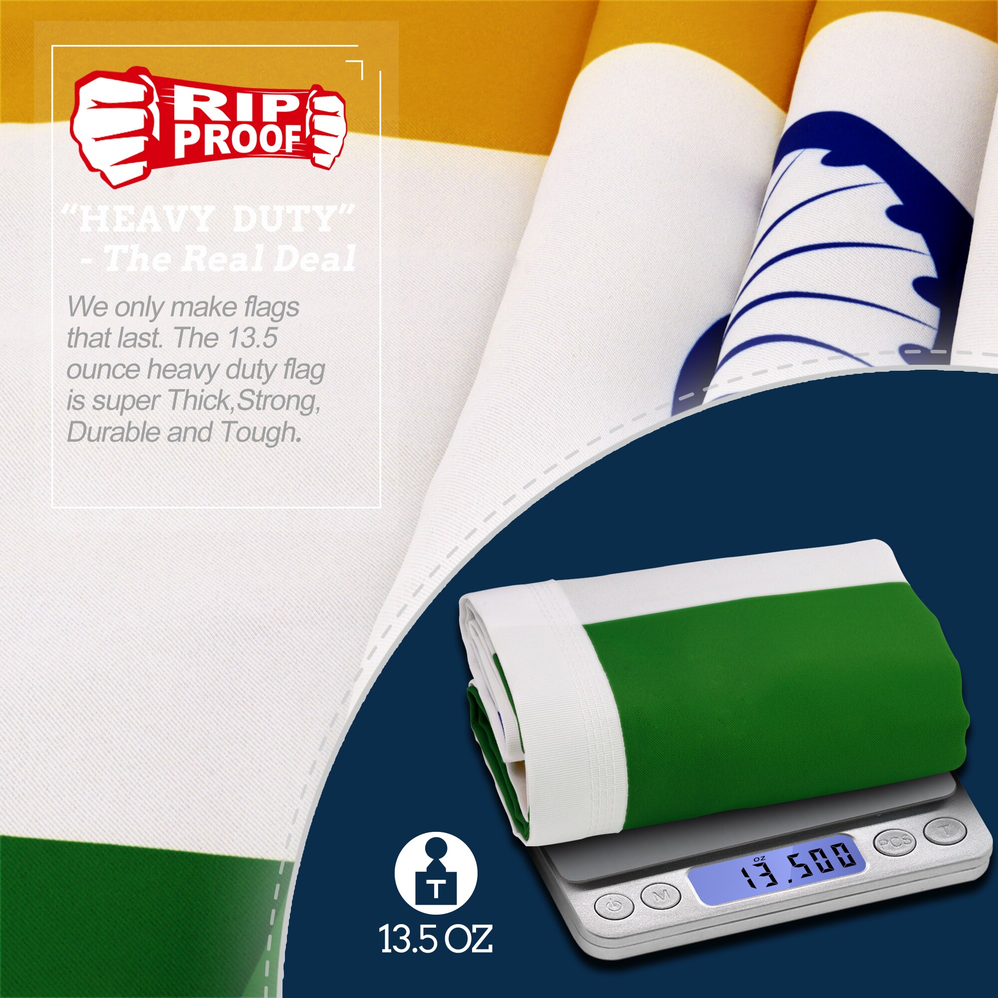 Rip-Proof Double Sided 3x5 Foot India Flag with Grommets