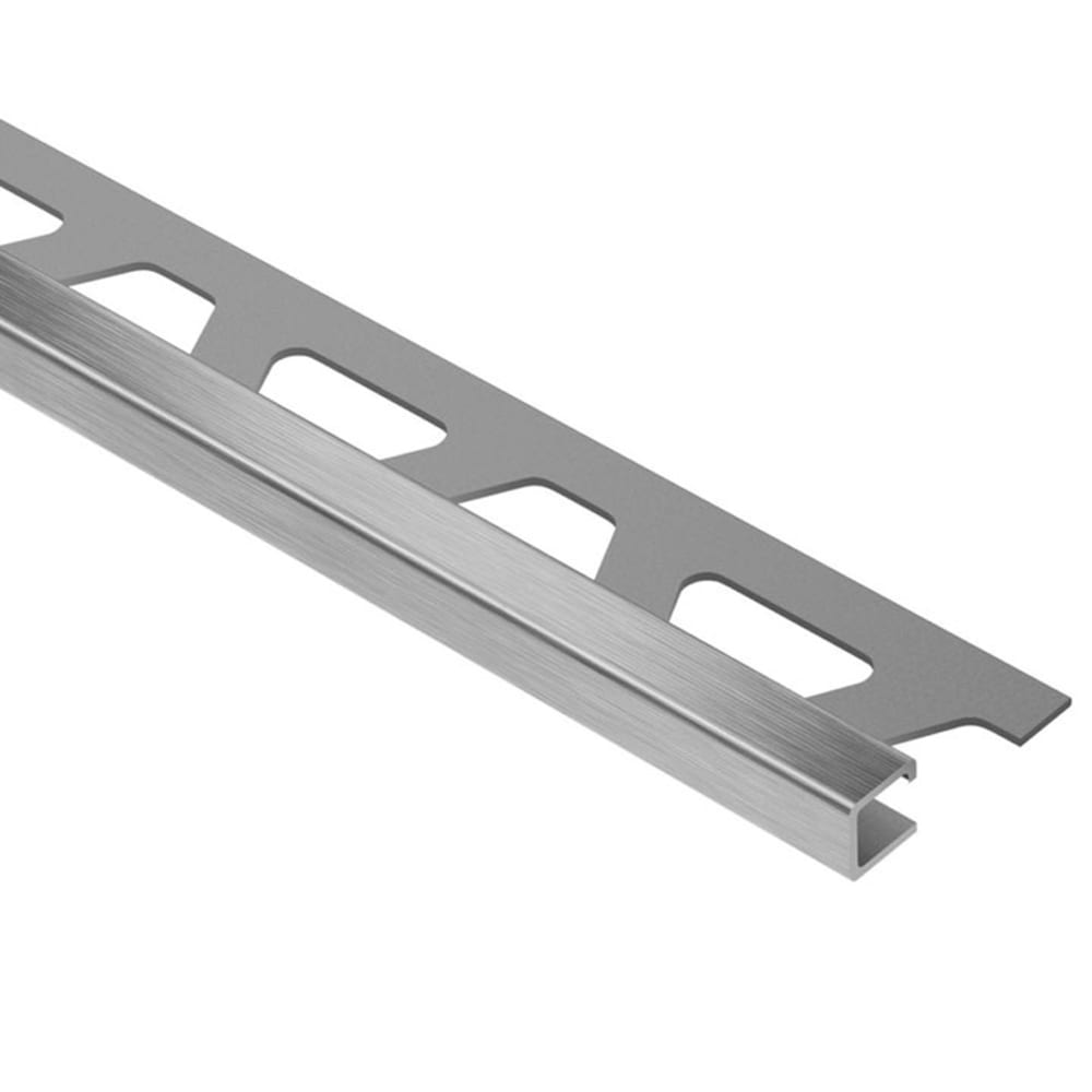 Schluter Systems Q90EB Quadec 0.344-in W x 98.5-in L Brushed stainless steel Steel Square edge Tile Edge Trim