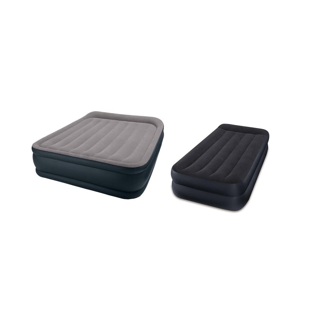 Intex Queen and Twin Elevated Pillow Rest Air Mattress Beds - Gray,  Internal Pump, Waterproof, Carrying Case Included in the Air Mattresses  department at