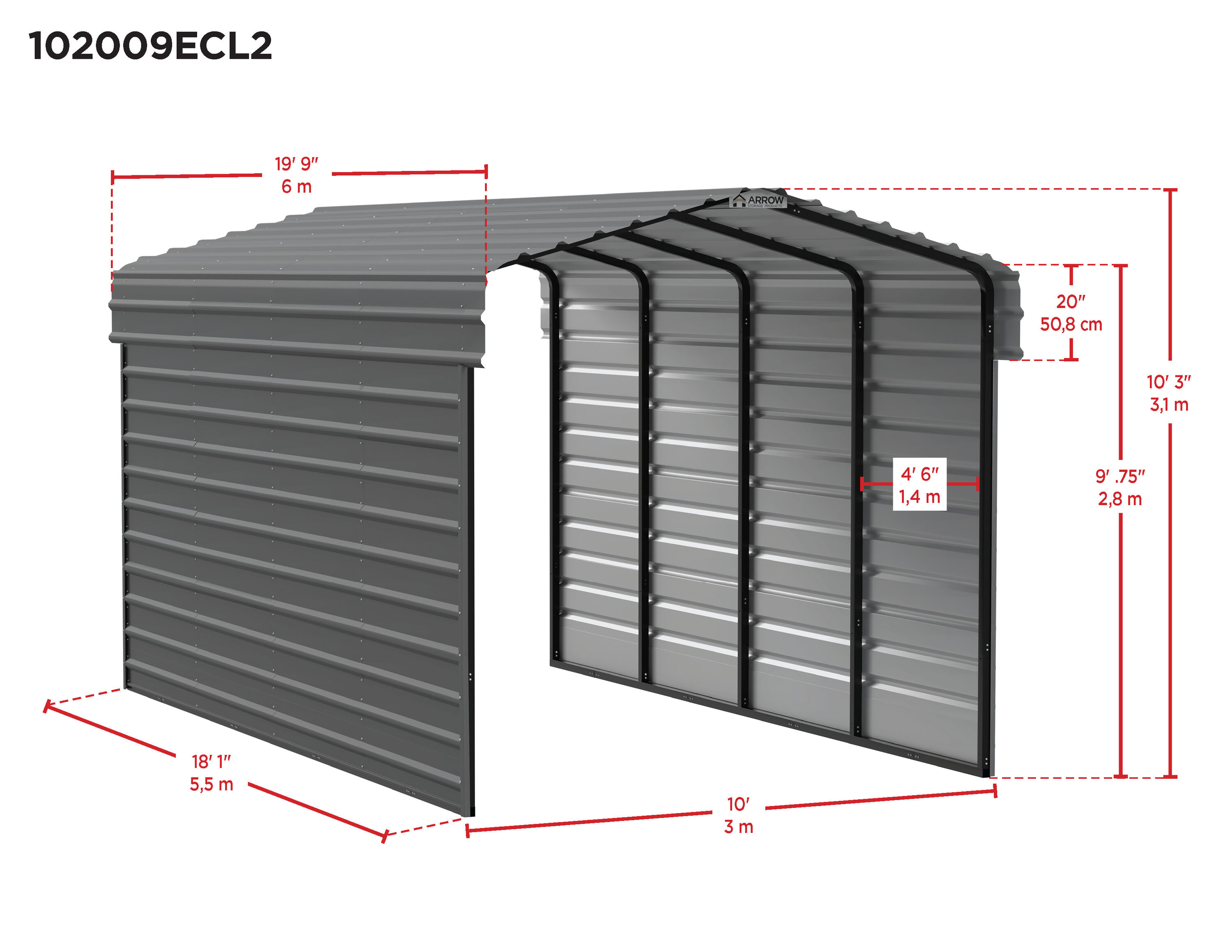 Arrow CPHC102009ECL2 Carport-Covers - View #2