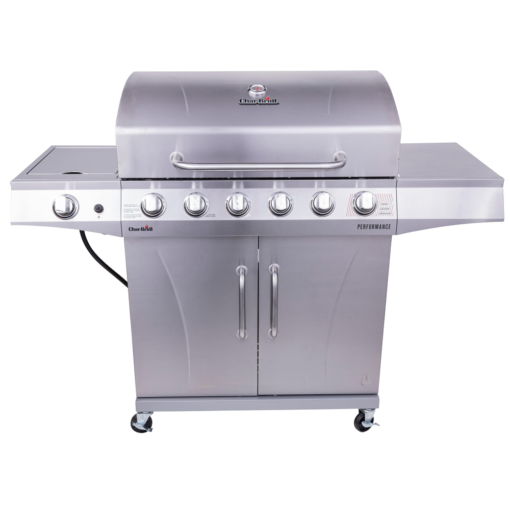 Char-Broil Performance Series Silver 6-Burner Liquid Propane Gas Grill with  1 Side Burner in the Gas Grills department at