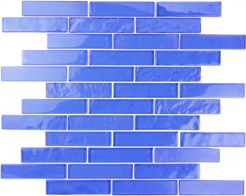 Abolos LWSLAN0104-ME Landscape Blue 12-in x 12-in Glossy Glass Linear Mosaic Wall Tile ( 12.48-sq ft Carton )