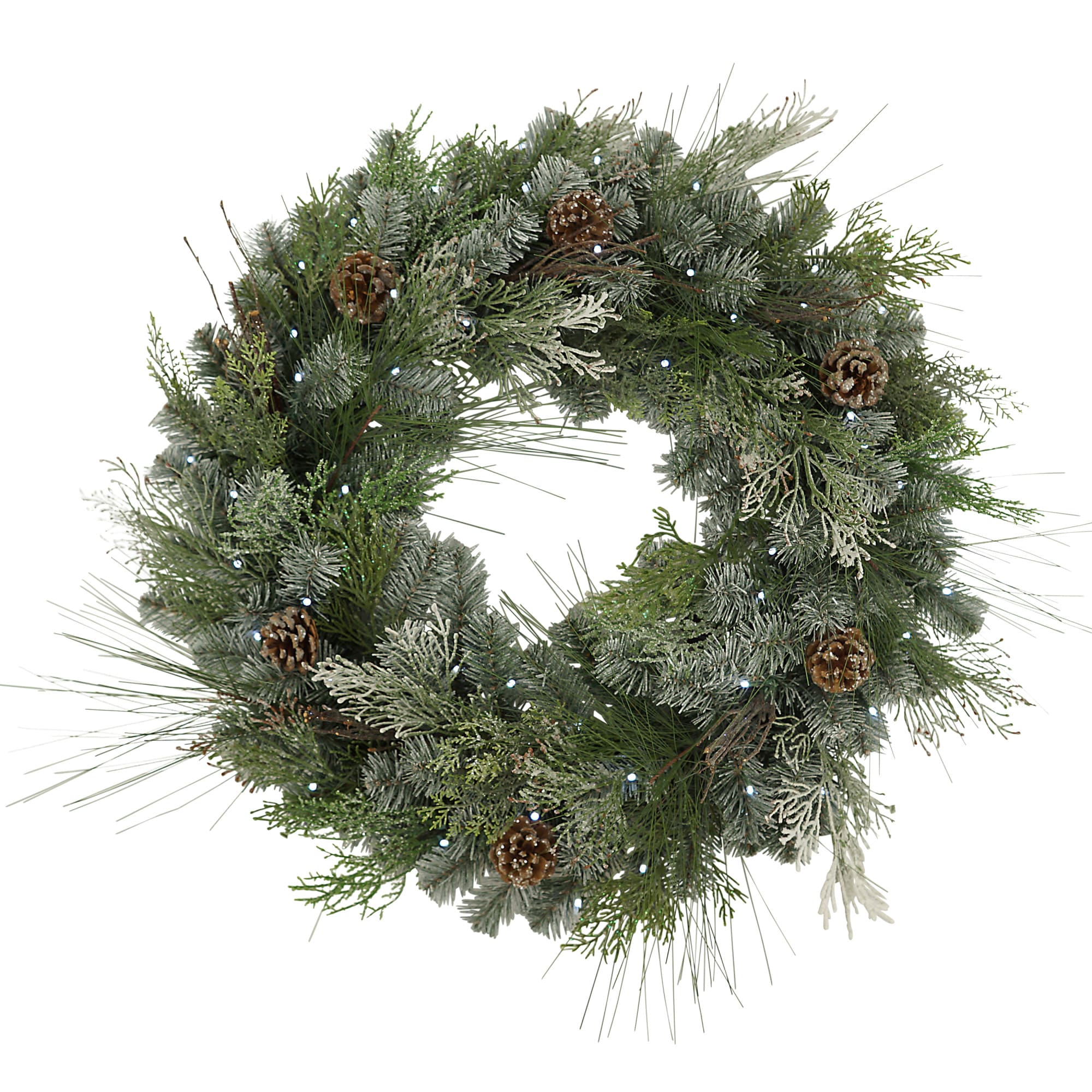 Gerson International 2563930EC 32-in Pre-lit Indoor Battery-operated Green Pine Artificial Christmas Wreath