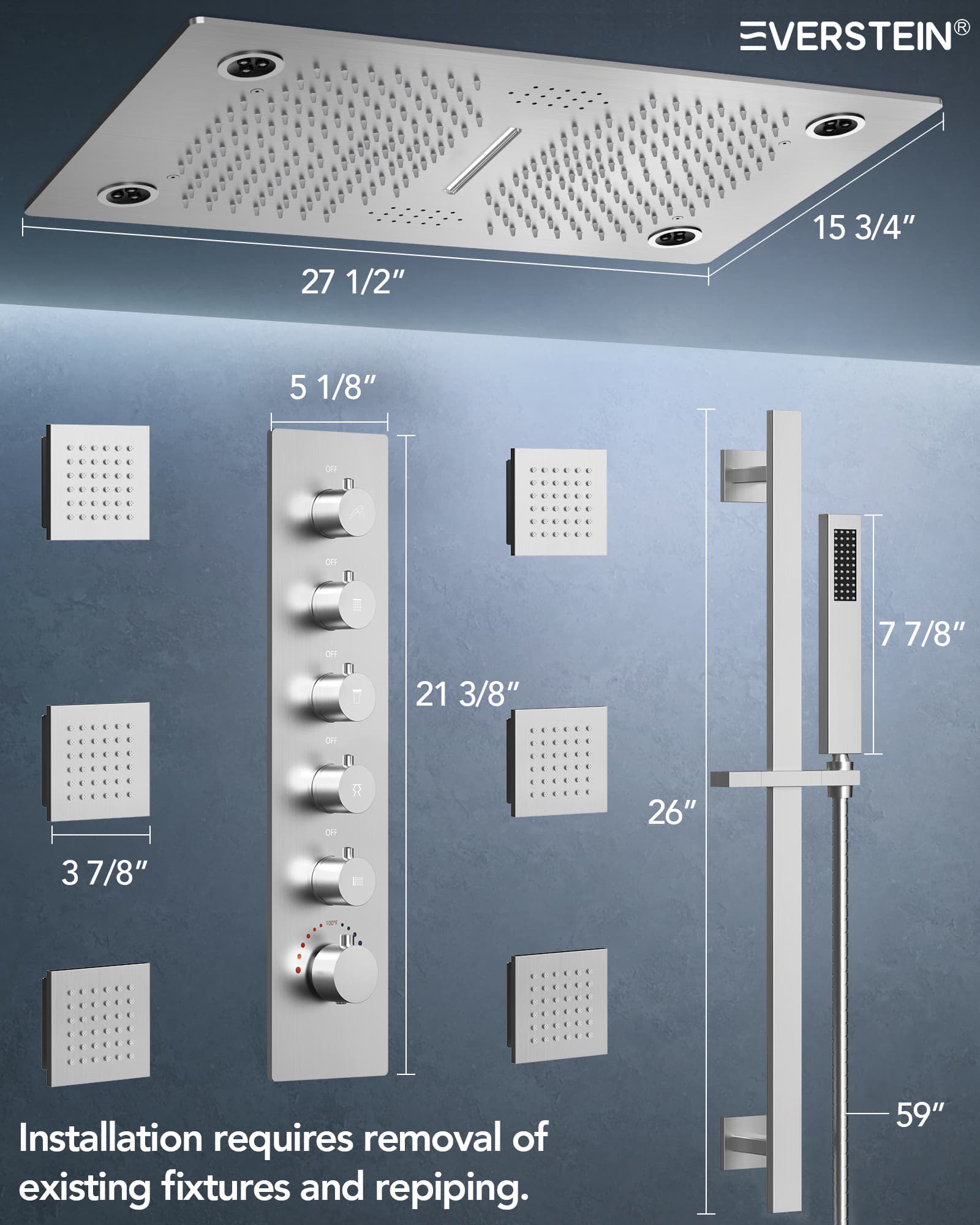 EVERSTEIN SFS-1053-NK Tub-Shower-Faucets - View #13
