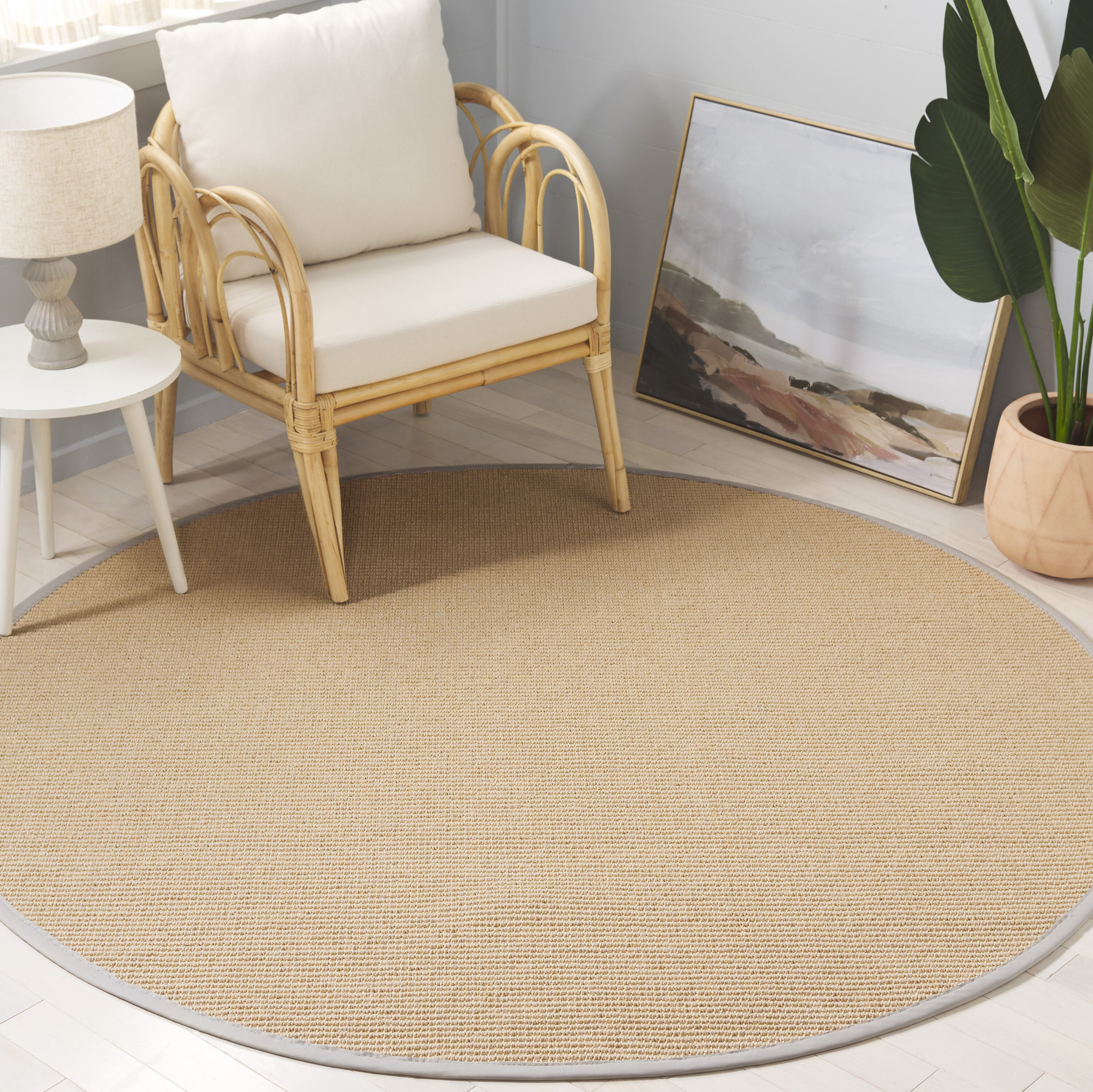 Safavieh - Napa Faux Sisal 109 Middle Boucle Weave With Beige Border 6ft x 6ft Solid/Tonal Rug