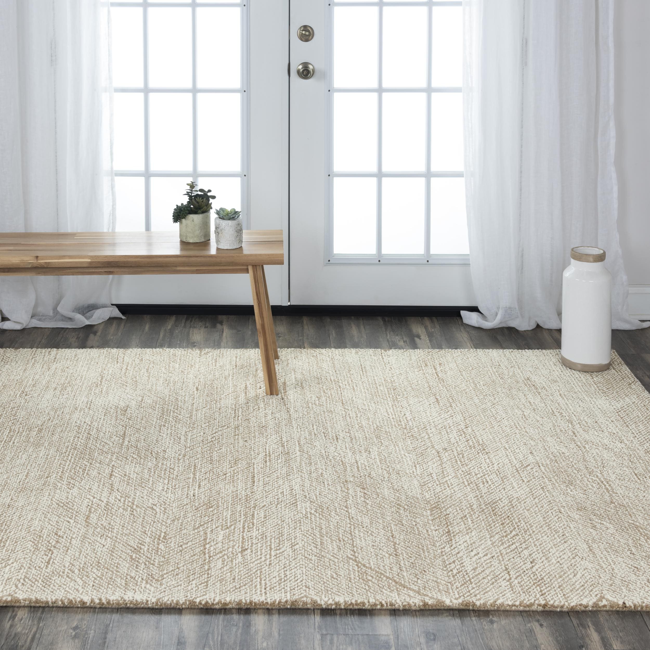 Alora Decor 01401410337887696 Trace 7 x 9 (ft) Tufted Wool Beige Rectangular Indoor Geometric Mid-Century Modern Area rug