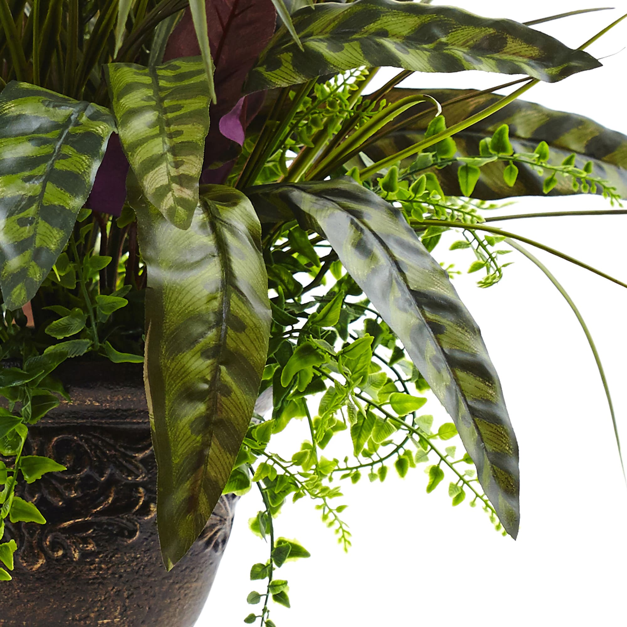 Tropical Essence 27" Silk Fern & Palm Potted Arrangement