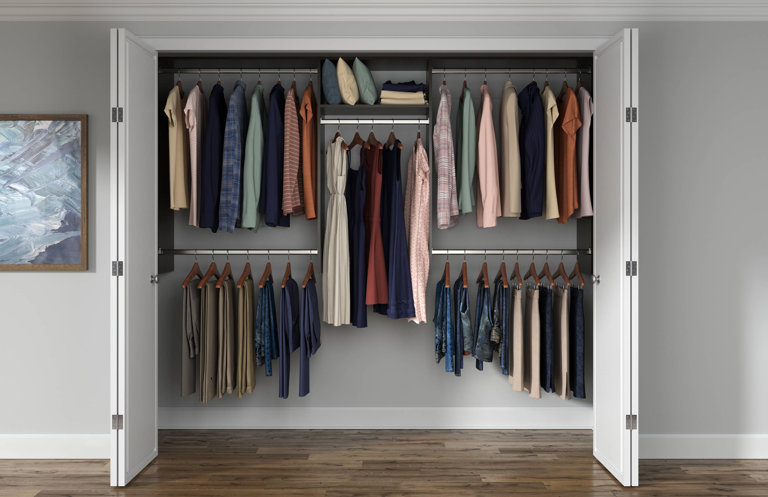 Easy Track 4-ft to 8-ft W x 7-ft H Truffle Solid Wood Closet System in ...