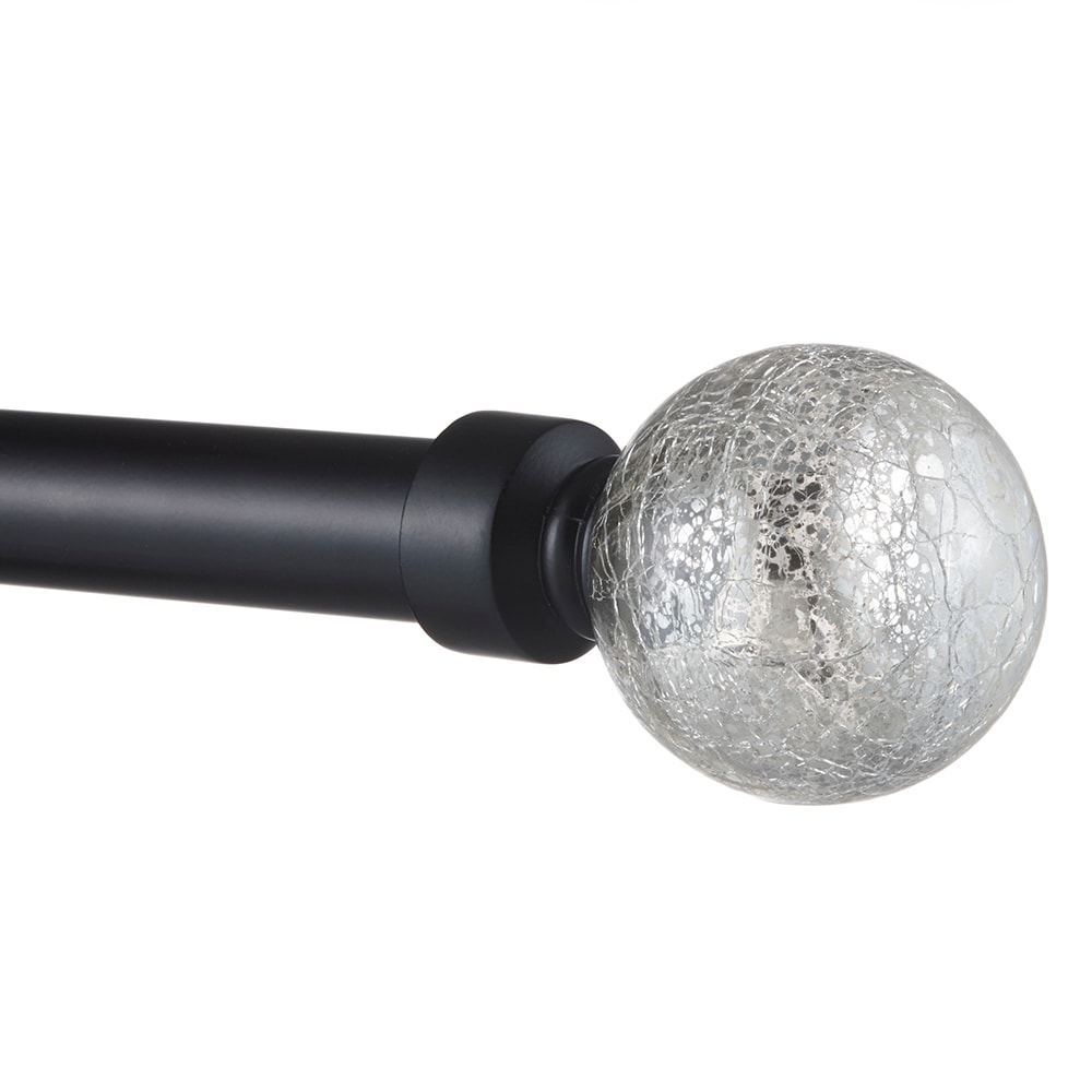 Silver Aged Sphere Curtain Rod with Acrylic Finials