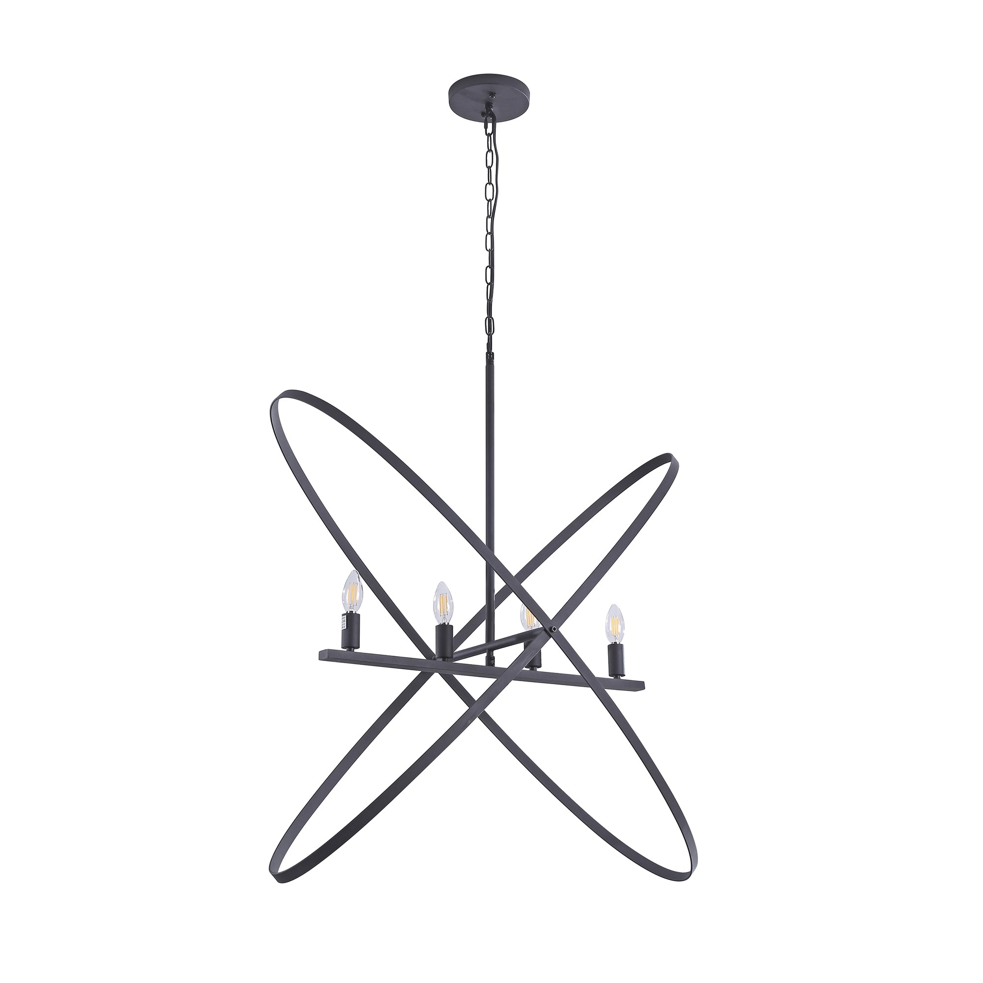 HyperDrop Cart 37.5H Matte Black Brass Atom 4-LED Metal Pendant Light