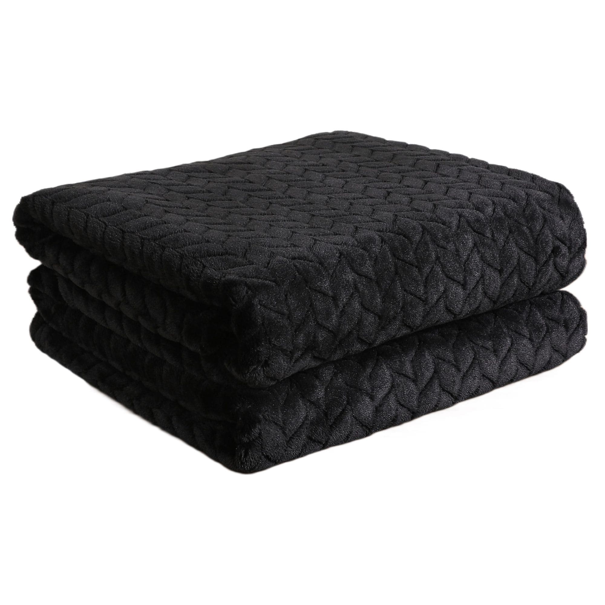 KATE AURORA Herringbone Shag Ultra Soft and Plush Accent Throw Blanket 50 in W x 60 in L Black