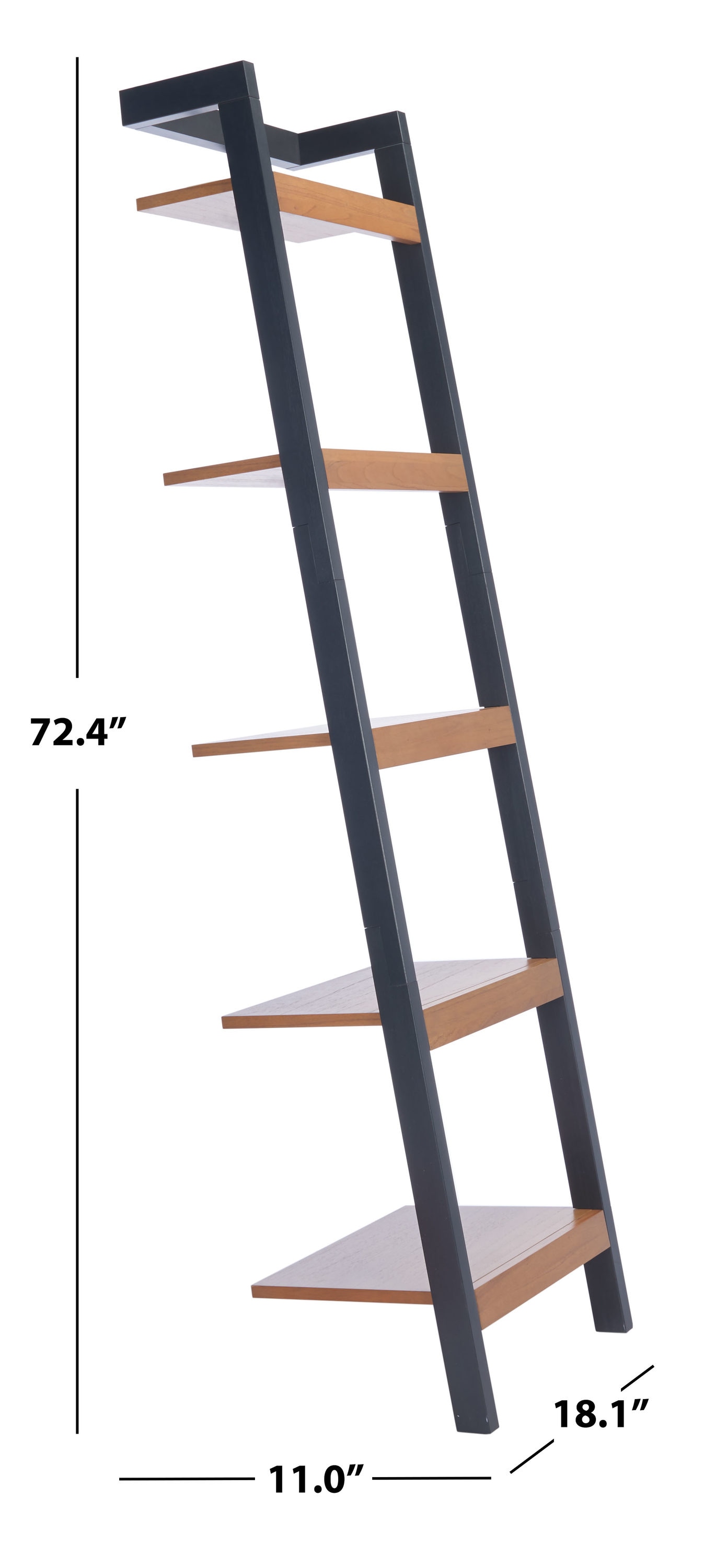 Natural Charcoal Mahogany 5-Tier Leaning Etagere