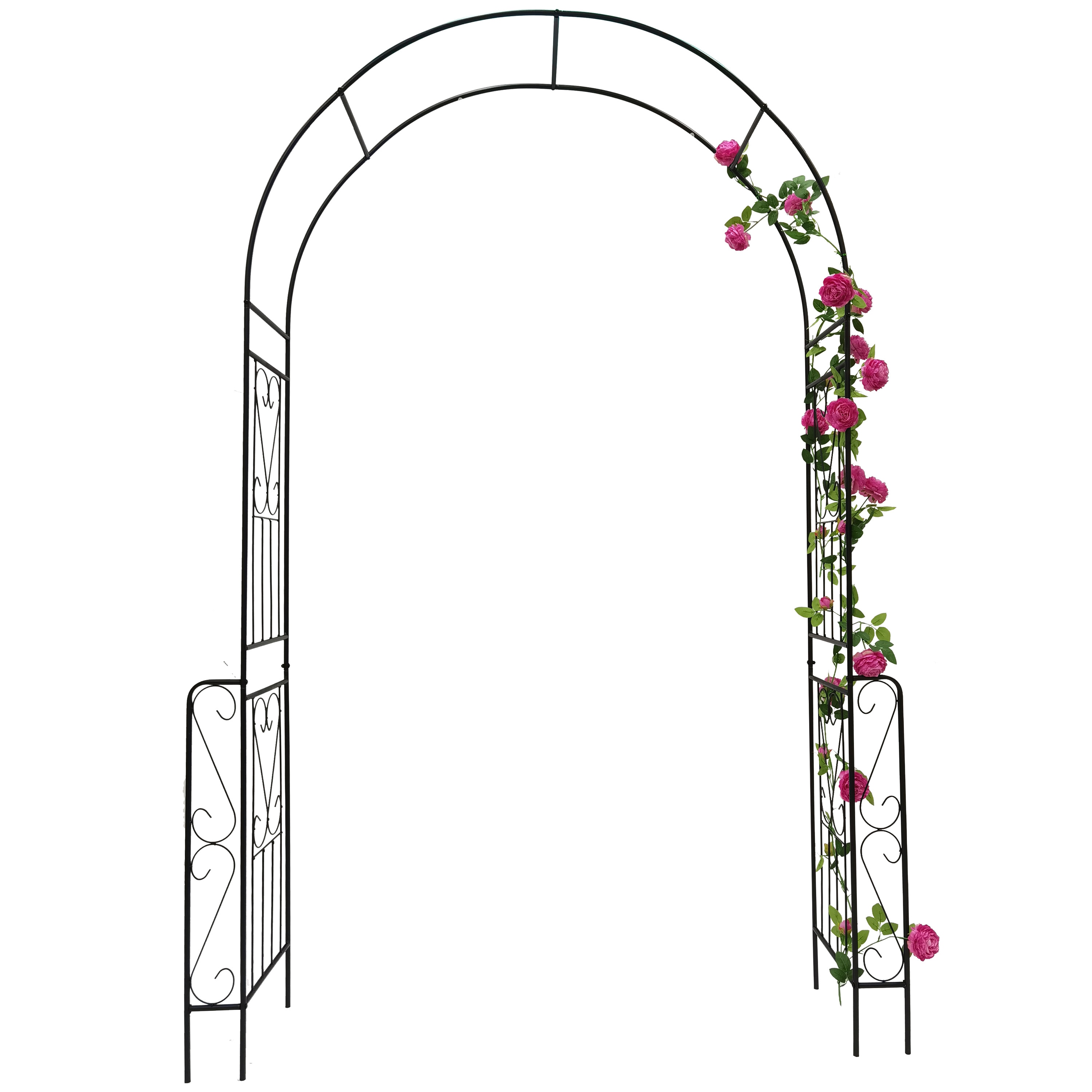 ToolCat NGG29-13-TTX 55-Inches W x 94.5-Inches H Black Iron Rose Garden Trellis For Climbing Plants For Cucumbers For Roses