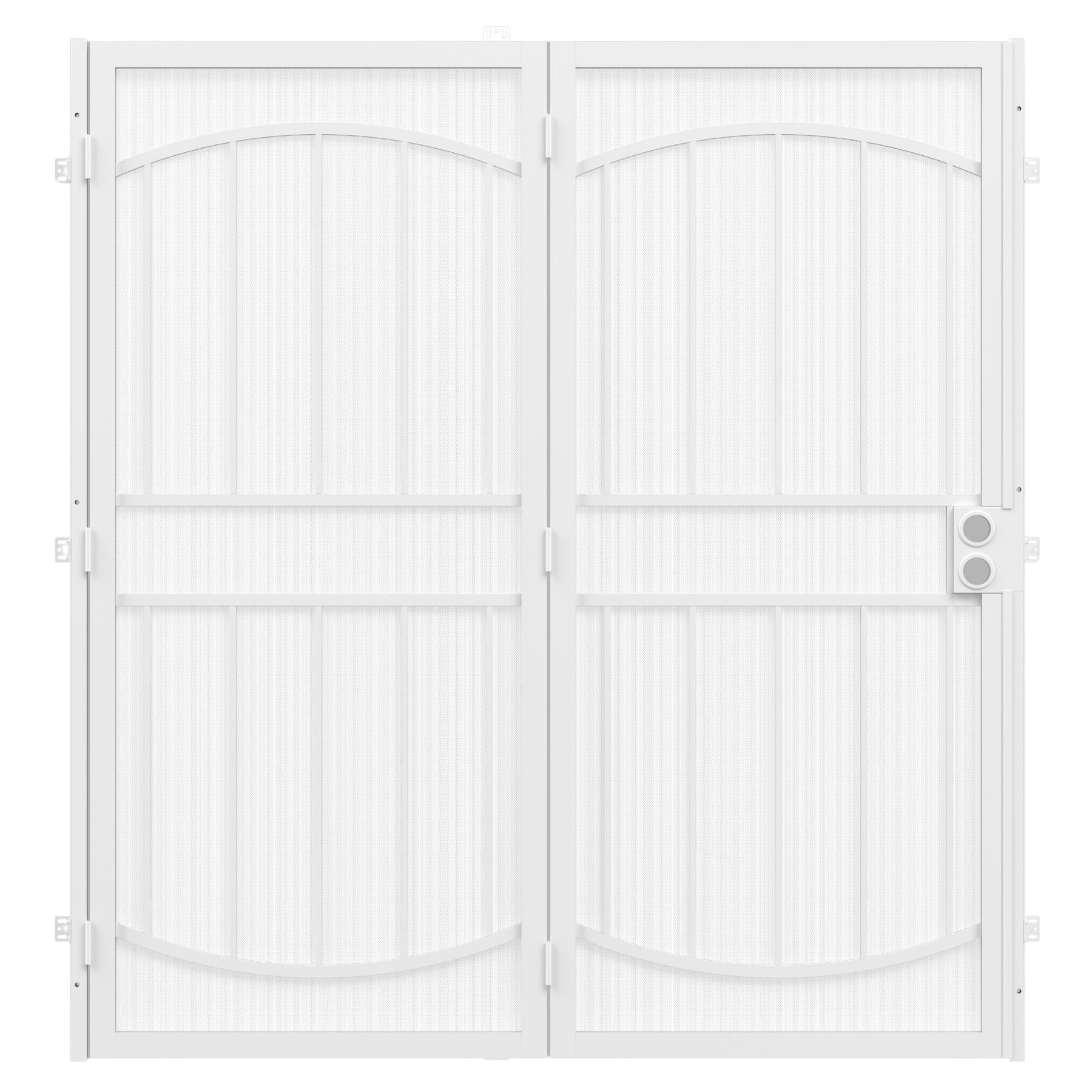 RELIABILT 918230360P-RB 72-in x 81-in White Steel Surface mount Universal/Reversible Double Security Door with White Screen and Double bore