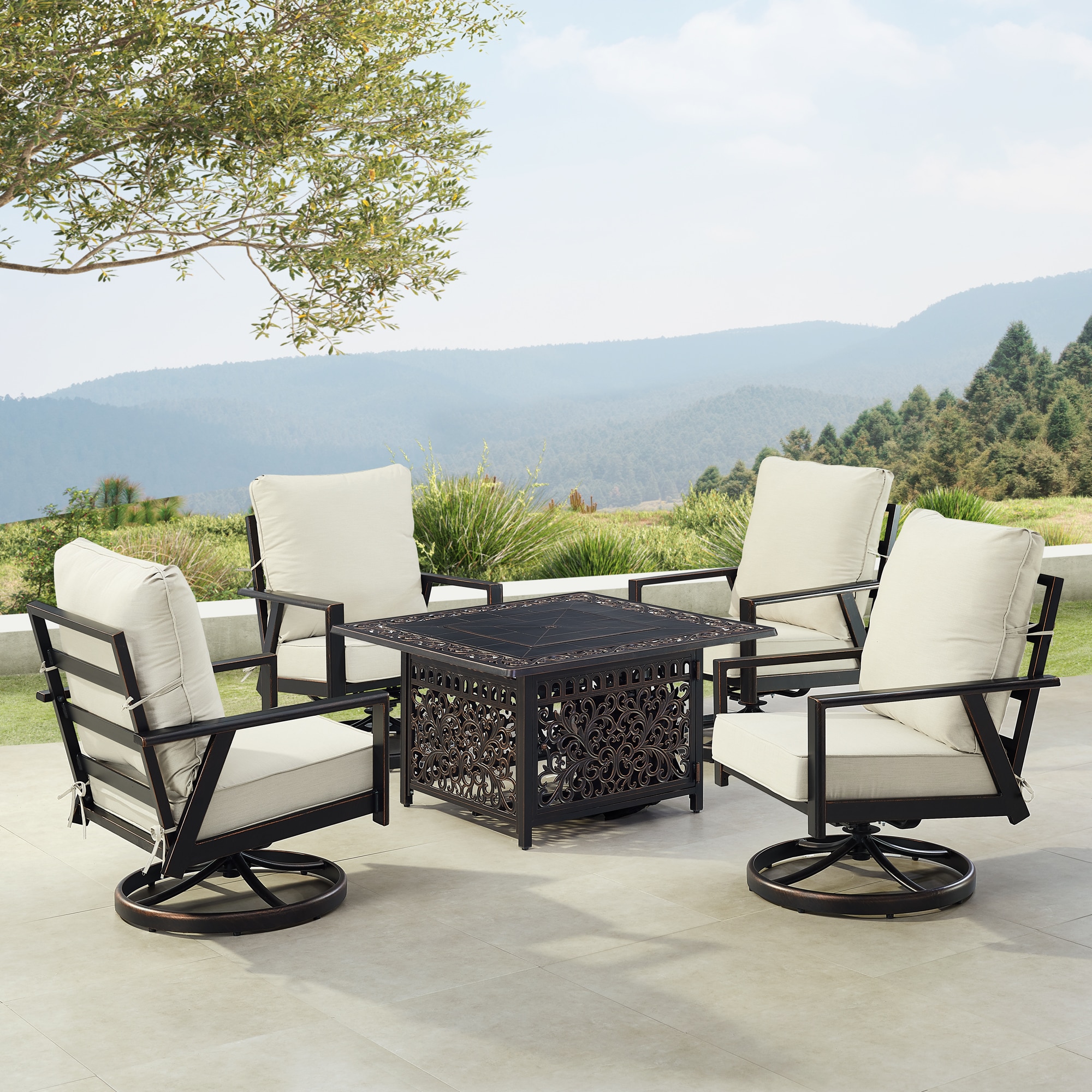 Oakland Living LUX-4CH-MAY-LGCU-AC Patio-Conversation-Sets - View #2