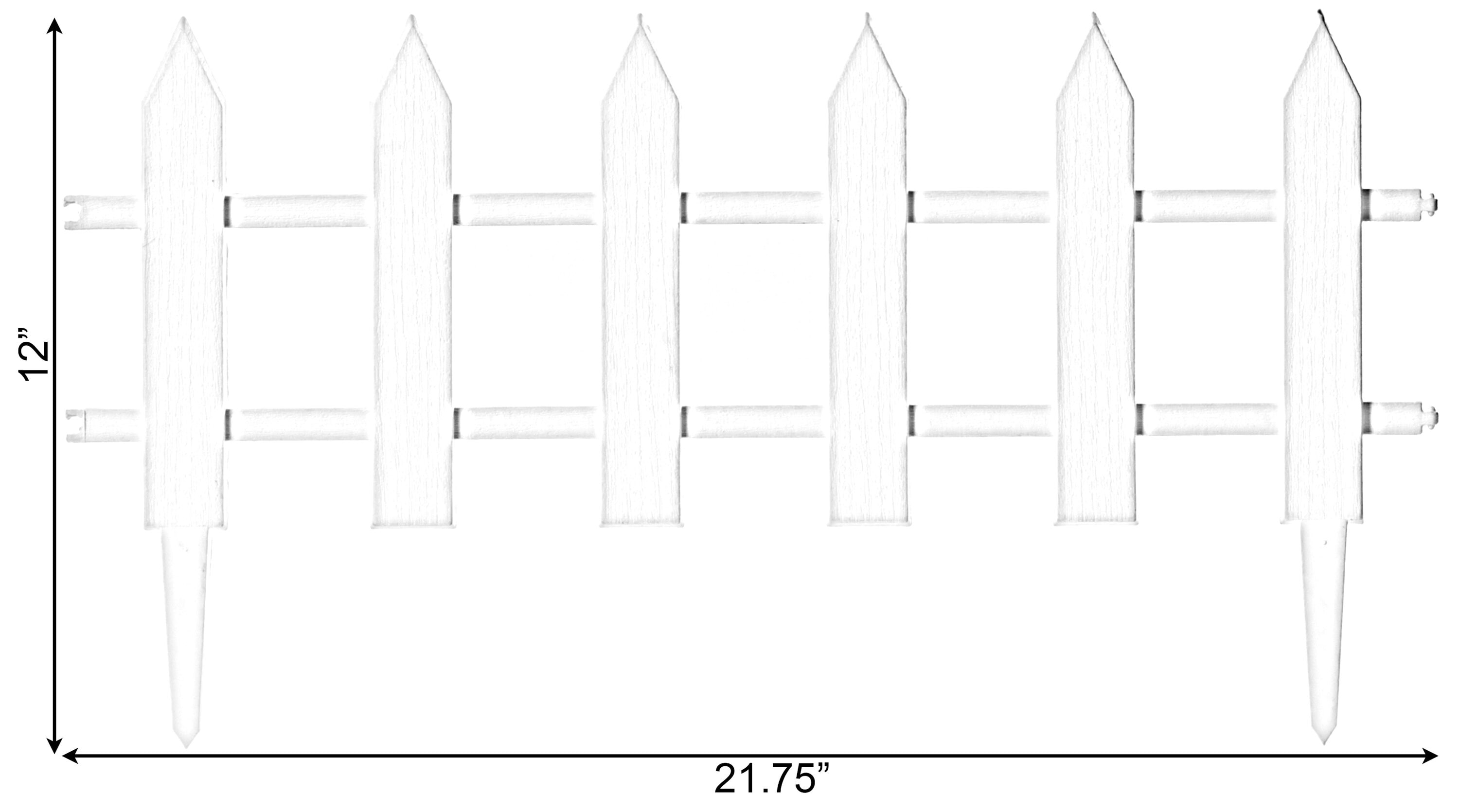White Vinyl Garden Picket Fence Panel, 12 x 21.75 Inches
