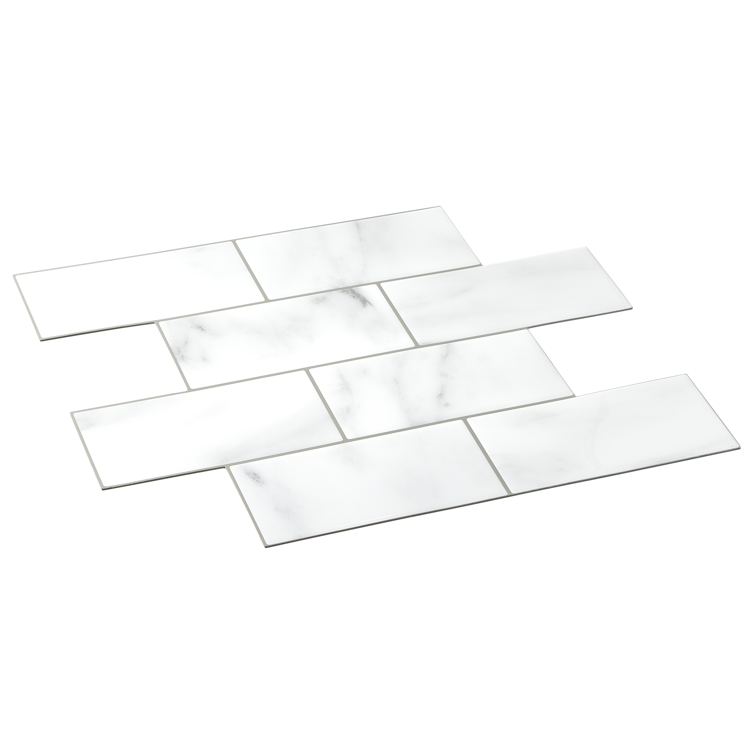 Glossy White Peel and Stick Subway Wall Tile