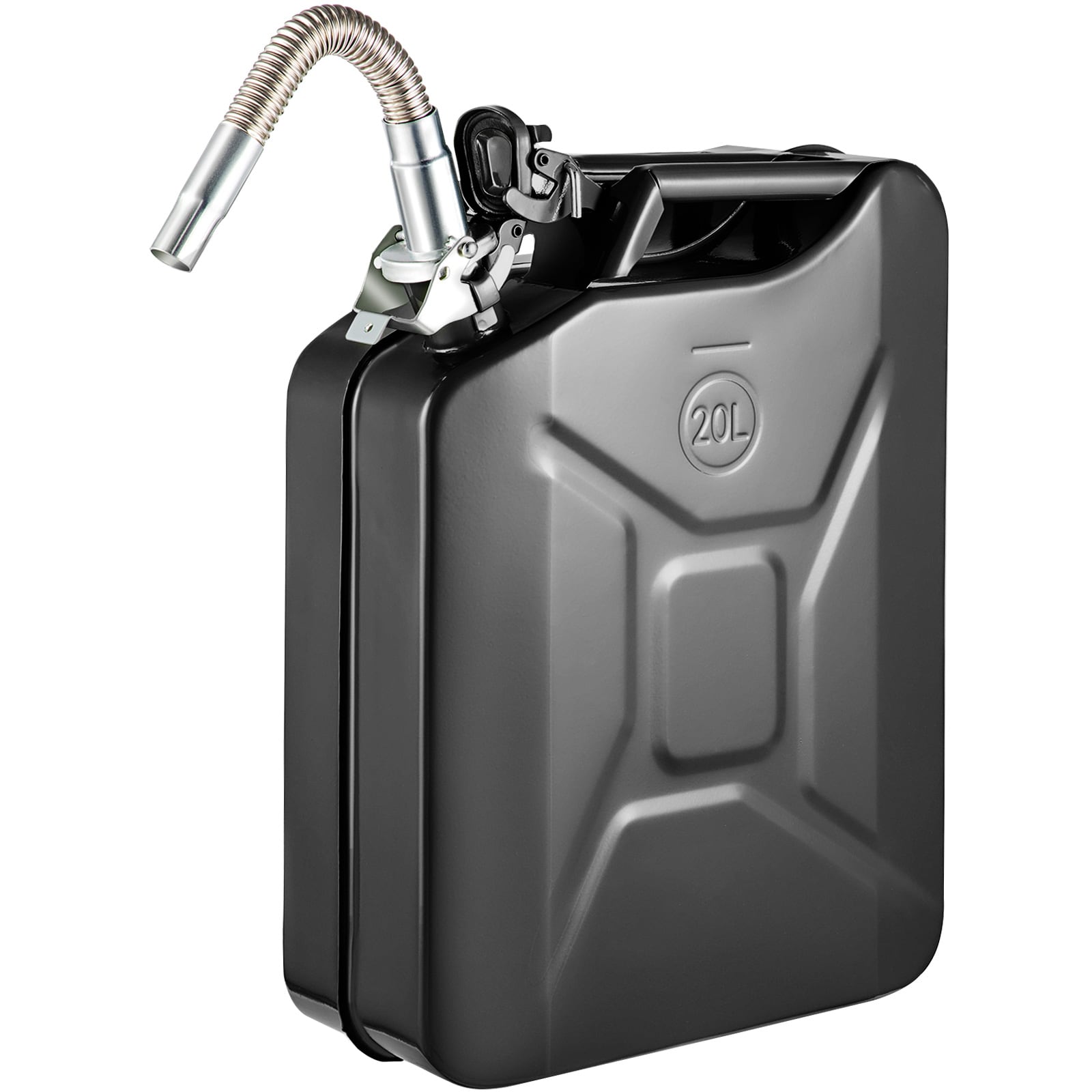 VEVOR Jerry Fuel Can 5.3 Gallon / 20 L Portable Jerry Gas Can with Flexible Spout System Rustproof and Heat-resistant Steel Fuel Tank for Cars Trucks Equipment Black