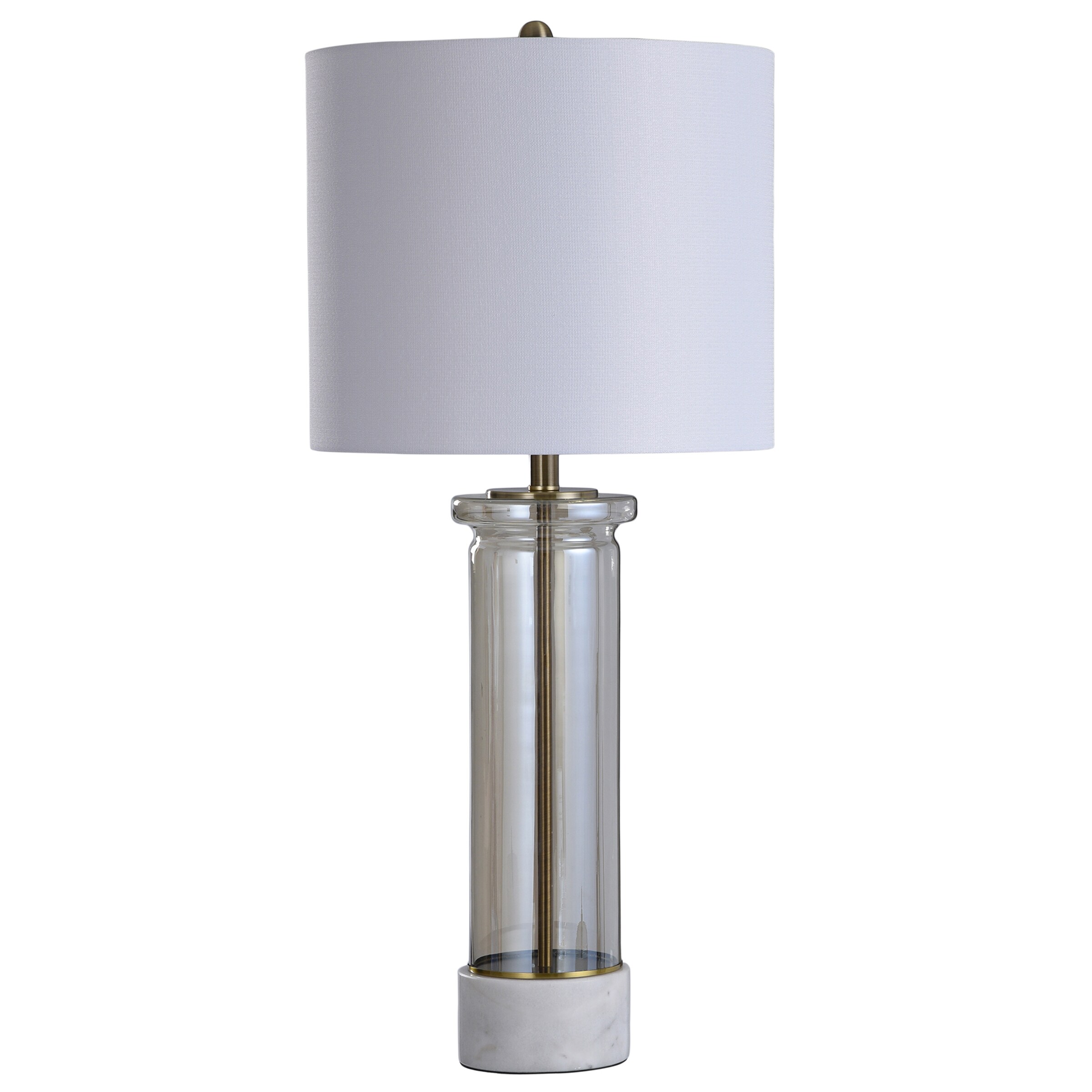 StyleCraft Home Collection  White, Smoked 3-Way Table Lamp with  Linen Shade in the Table Lamps department at 