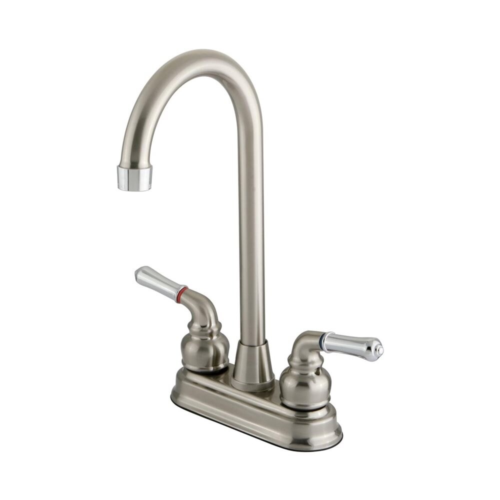 Elements of Design Magellan Brushed Nickel/Chrome 2-handle High-arc Kitchen Faucet (Deck Plate Included)