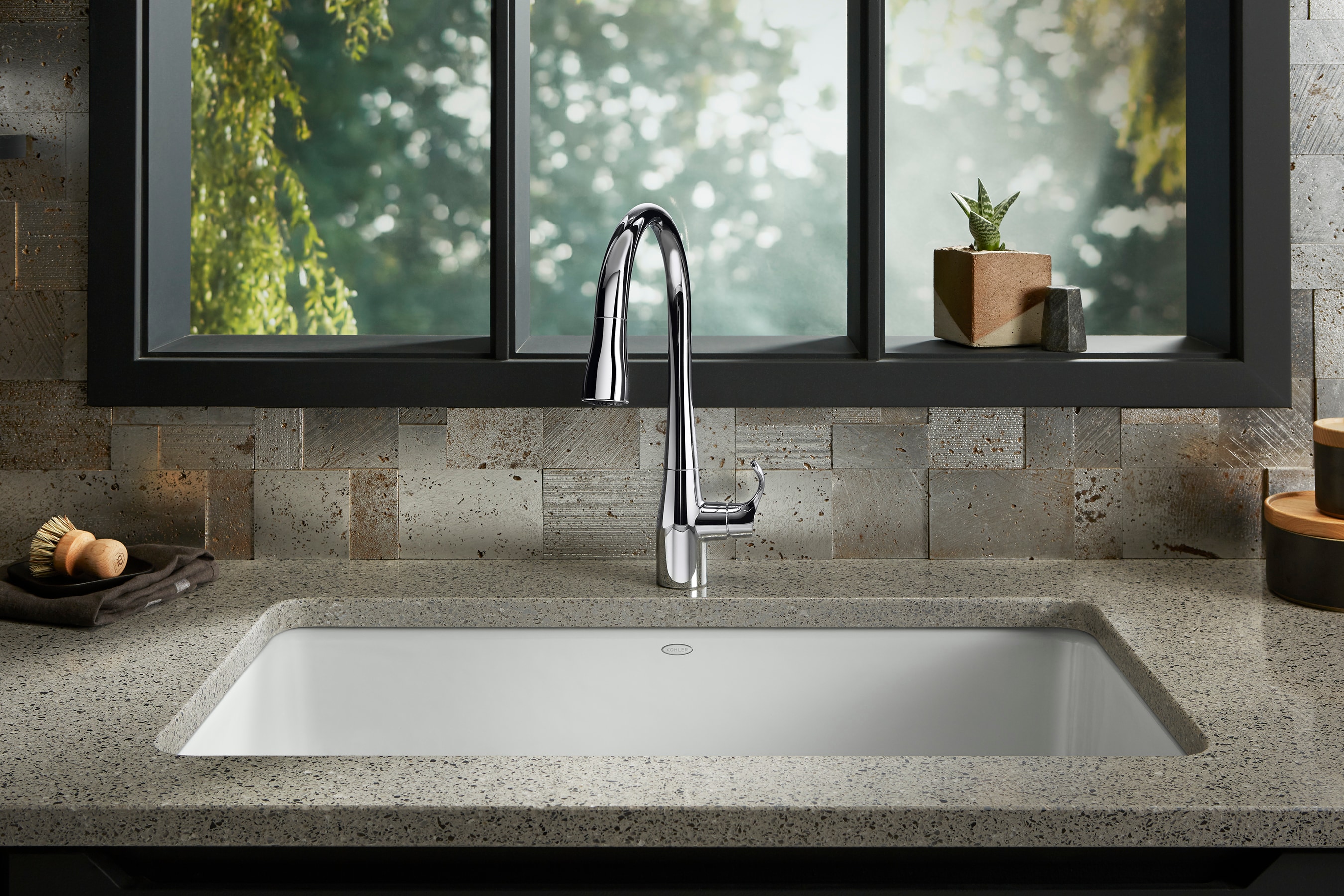 KOHLER 5707-0 Iron/Tones Drop-in or undermount 33-in x 18.75-in Cast iron Single bowl Kitchen Sink