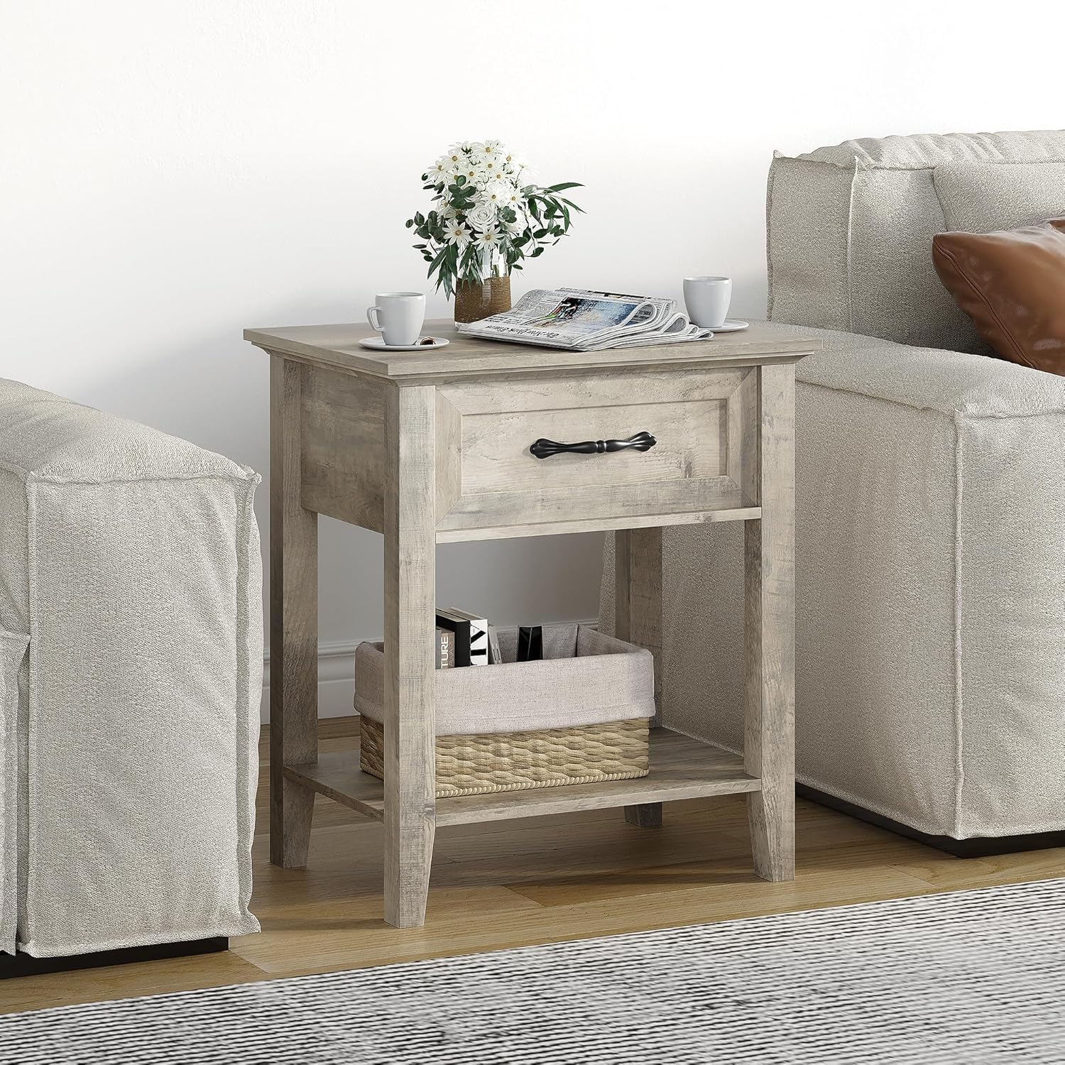 Garvee Nightstands End Table with Drawer Side Table for Living Room 2 ...