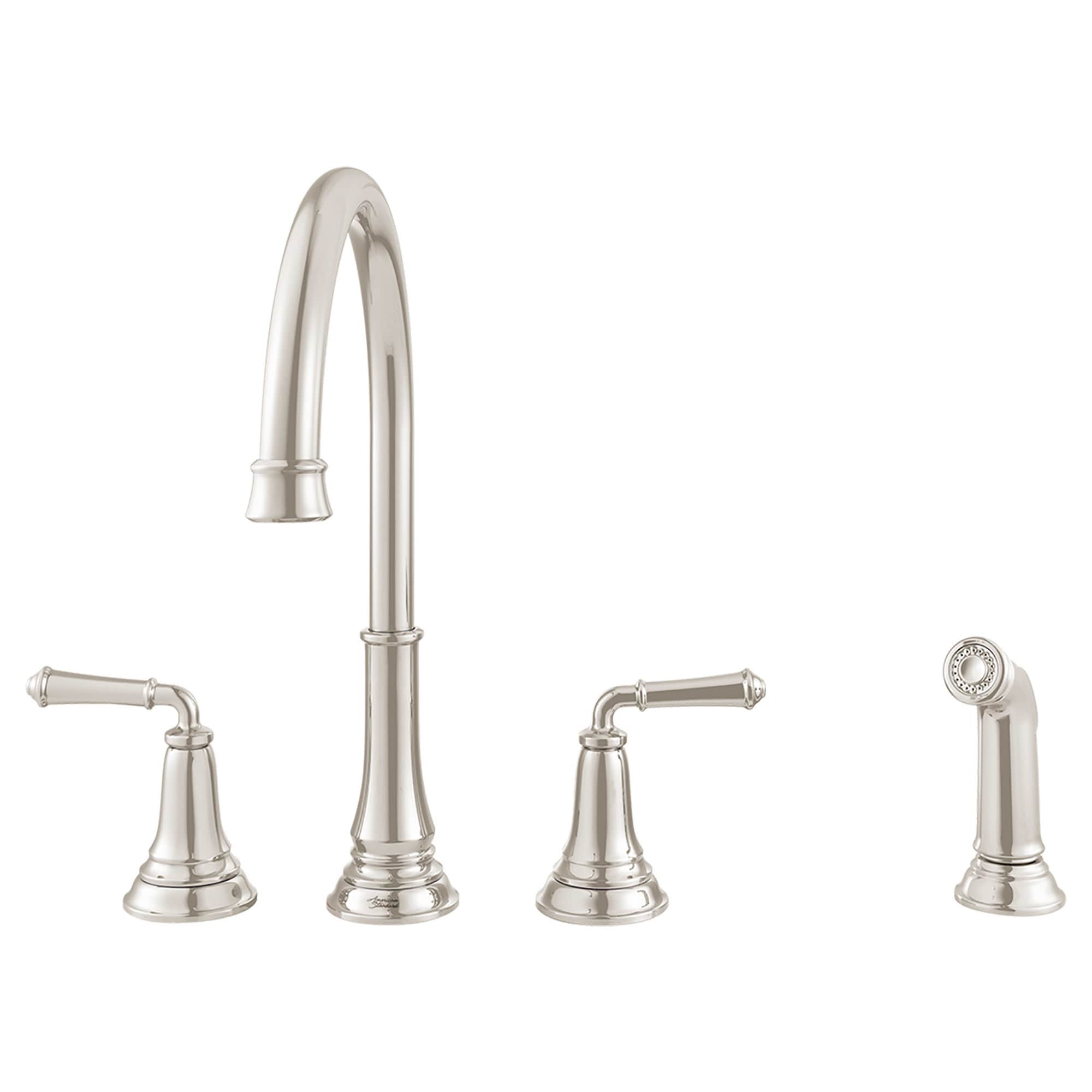 American Standard 4279701.013 Delancey Brushed Nickel Double Handle Deck-mount Kitchen Faucet ( Side Sprayer Included )