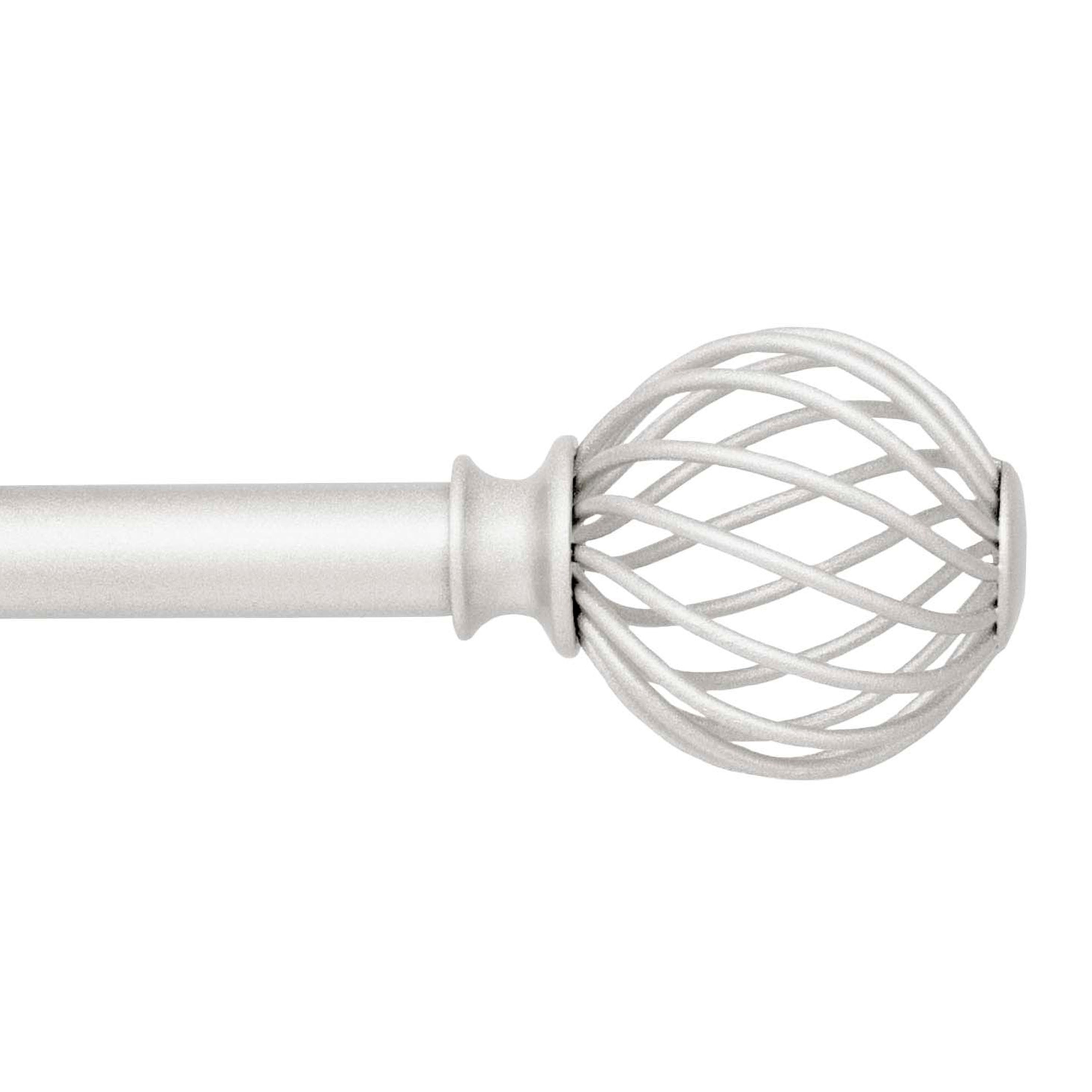 Kenney KNM75526NP Fast Fit Easy Install Swindell 66-in to 120-in Brushed Nickel Steel Single curtain rod with Finials