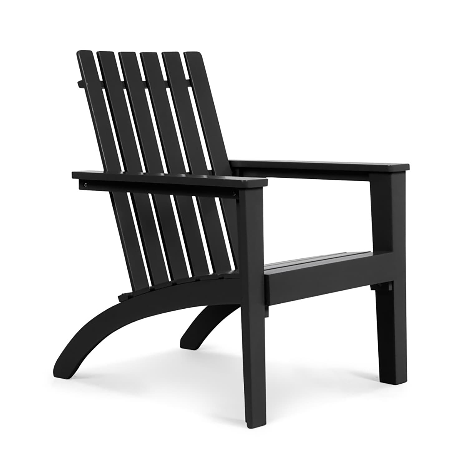 GZMR GM-EF-16837 Patio Acacia Wood Adirondack Lounge Armchair Stackable Black Wood Frame Stationary Adirondack Chair with Solid Seat