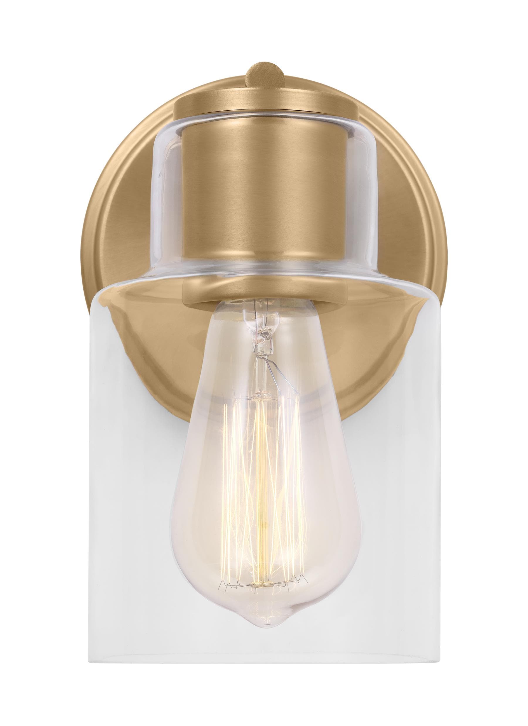 Scott Living DJV1001SB Sayward 5-in W 1-Light Satin Brass Transitional Wall Sconce