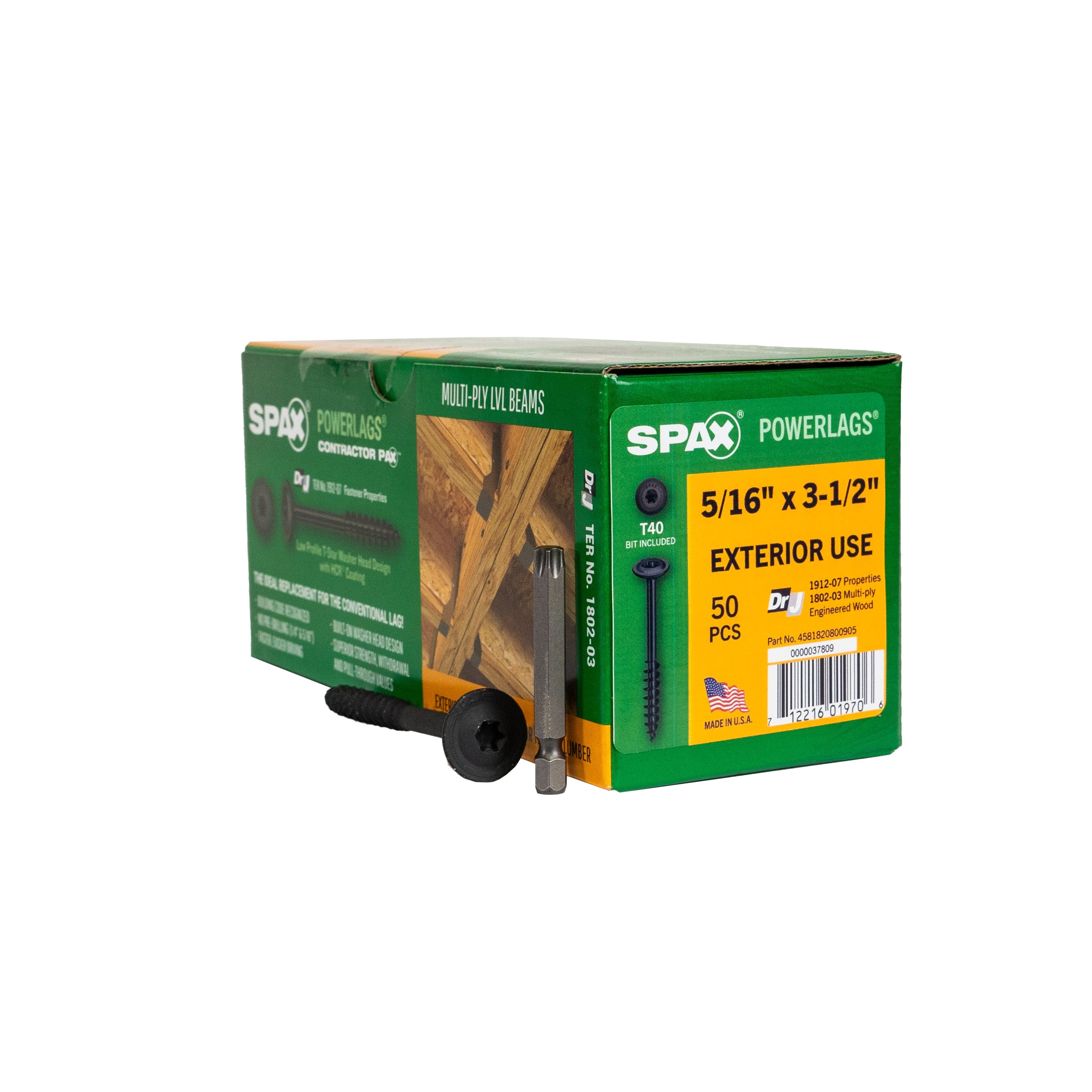 SPAX 4581820800905 5/16-in x 3-1/2-in Black Coated Washer -Head Exterior Structural wood screws 50 -Pack