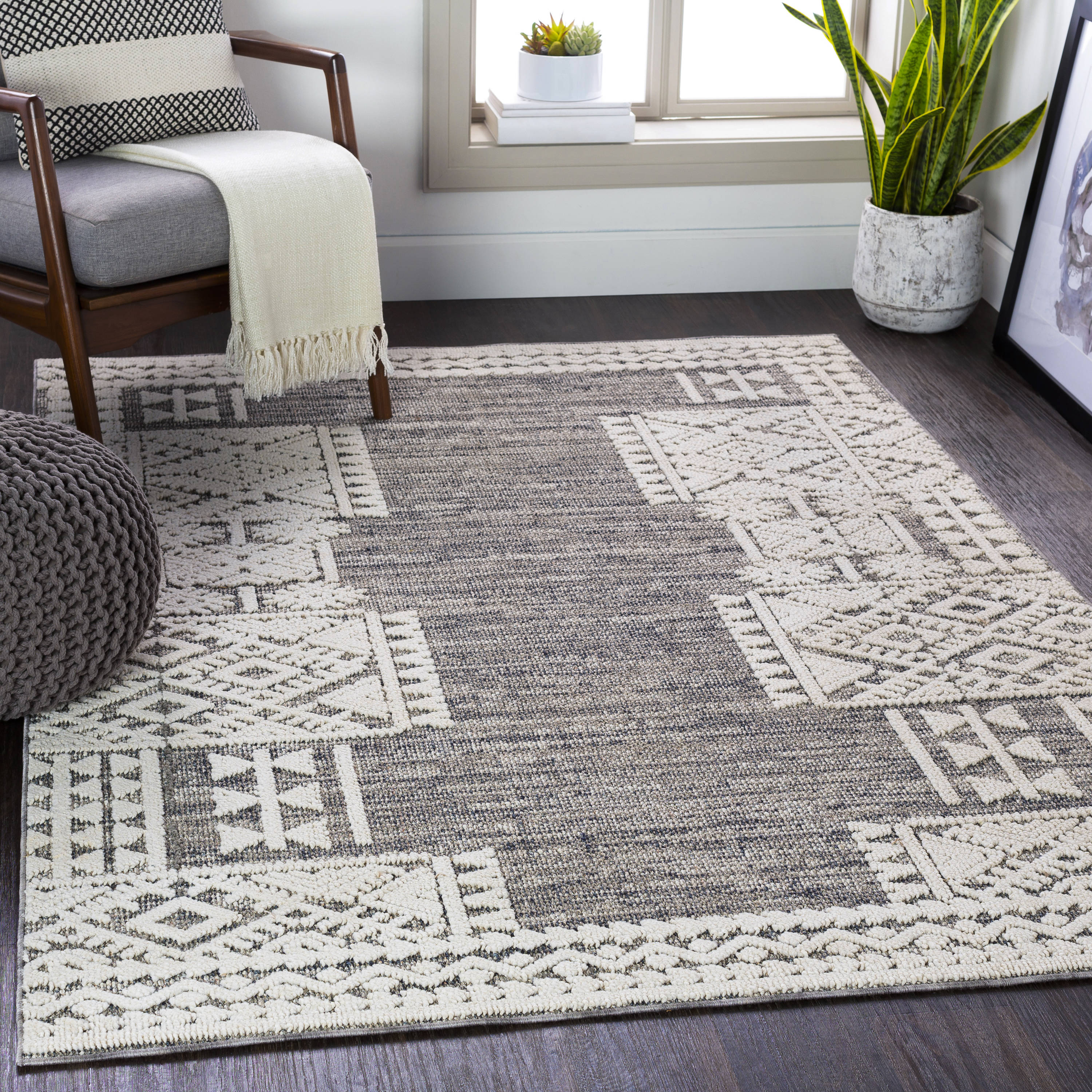 Surya Ariana 2 X 3 Grey Indoor/Outdoor Medallion Global Area Rug in the ...